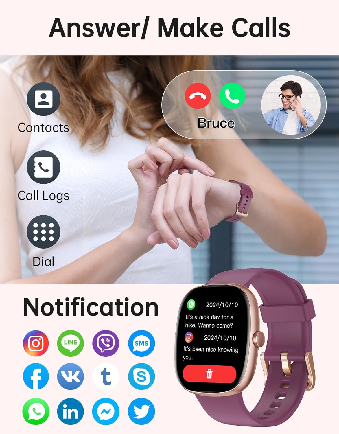 Detalle 2 de HUAKUA Smart Watch for Women — fitness tracker