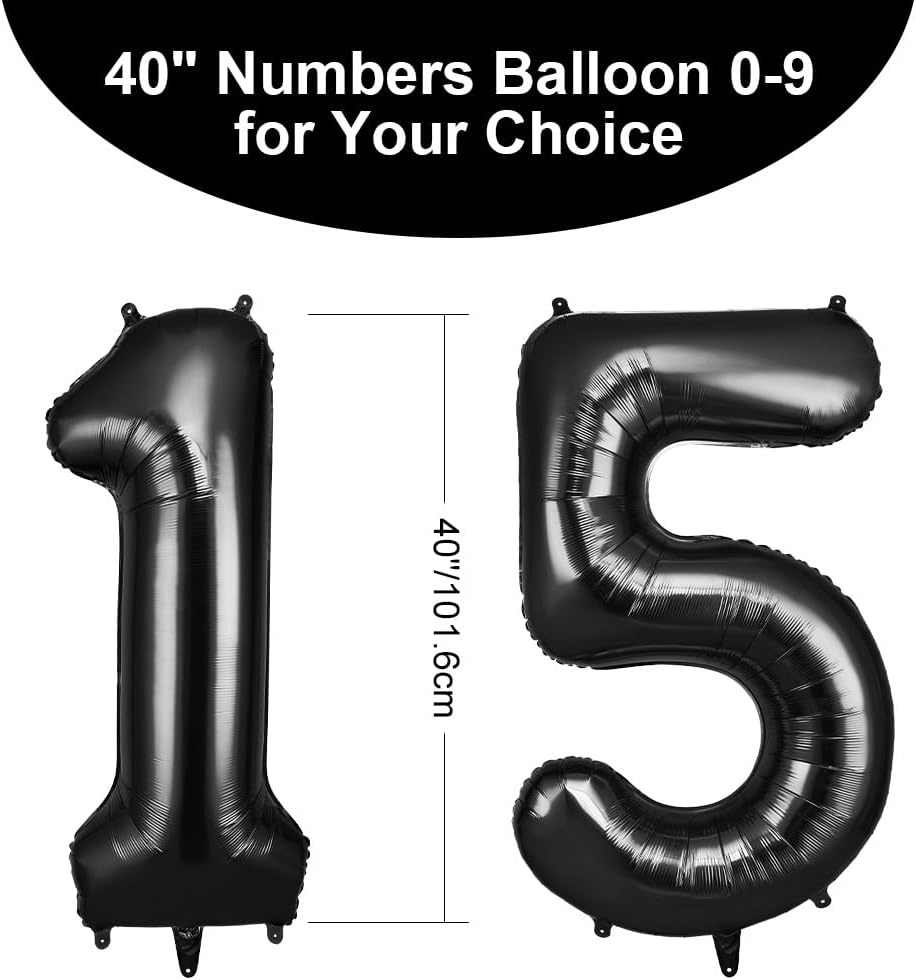 Thumbnail 1 de OFFCUP Luftballon Zahlen 15 Schwarz 101 cm