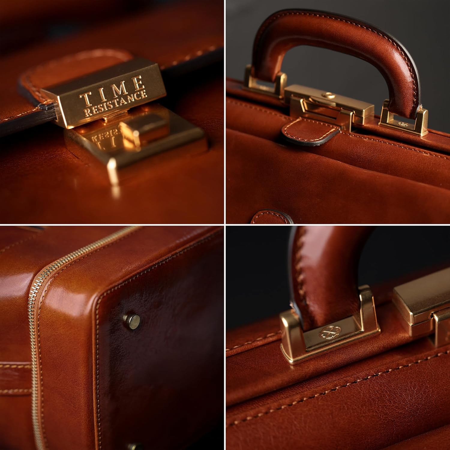 Thumbnail 4 de Time Resistance Full Grain Leather Doctor Bag – Vintage Style Medical Briefcase