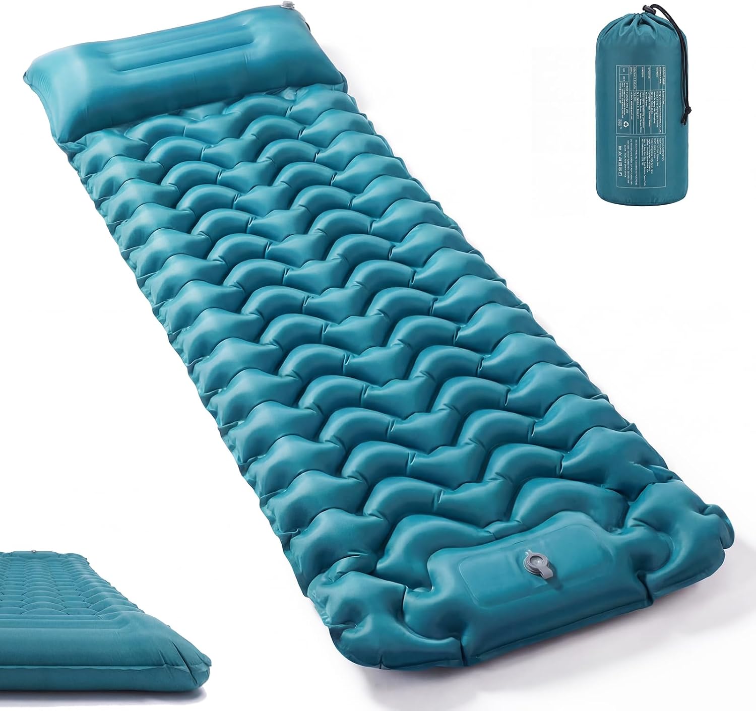 Detalle de COVACURE Camping Mat – 3.9" Thick with Built-in Foot Pump