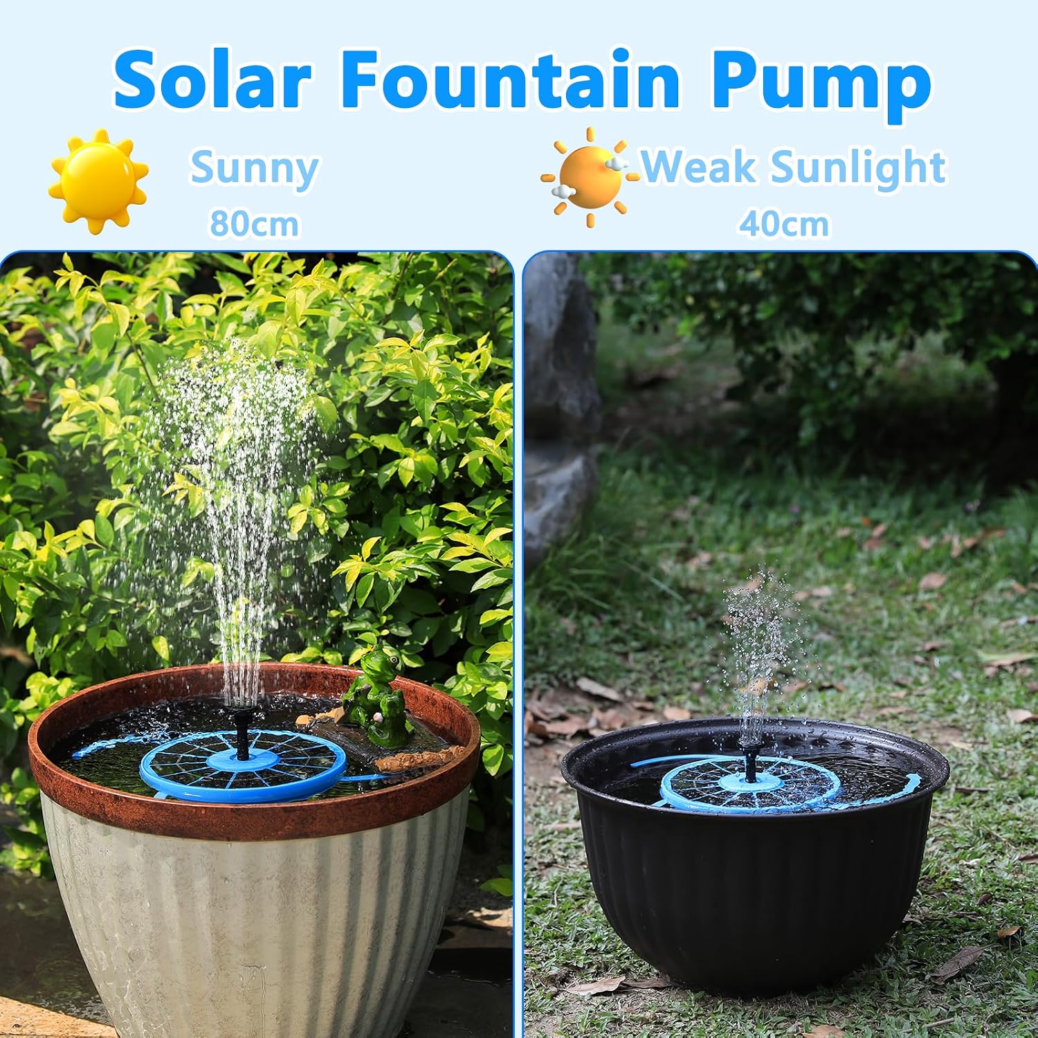 Detalle de AISITIN 3.5W Solar Fountain Pump – Upgraded 2025 (Blue) for Bird Bath, Garden and Pond