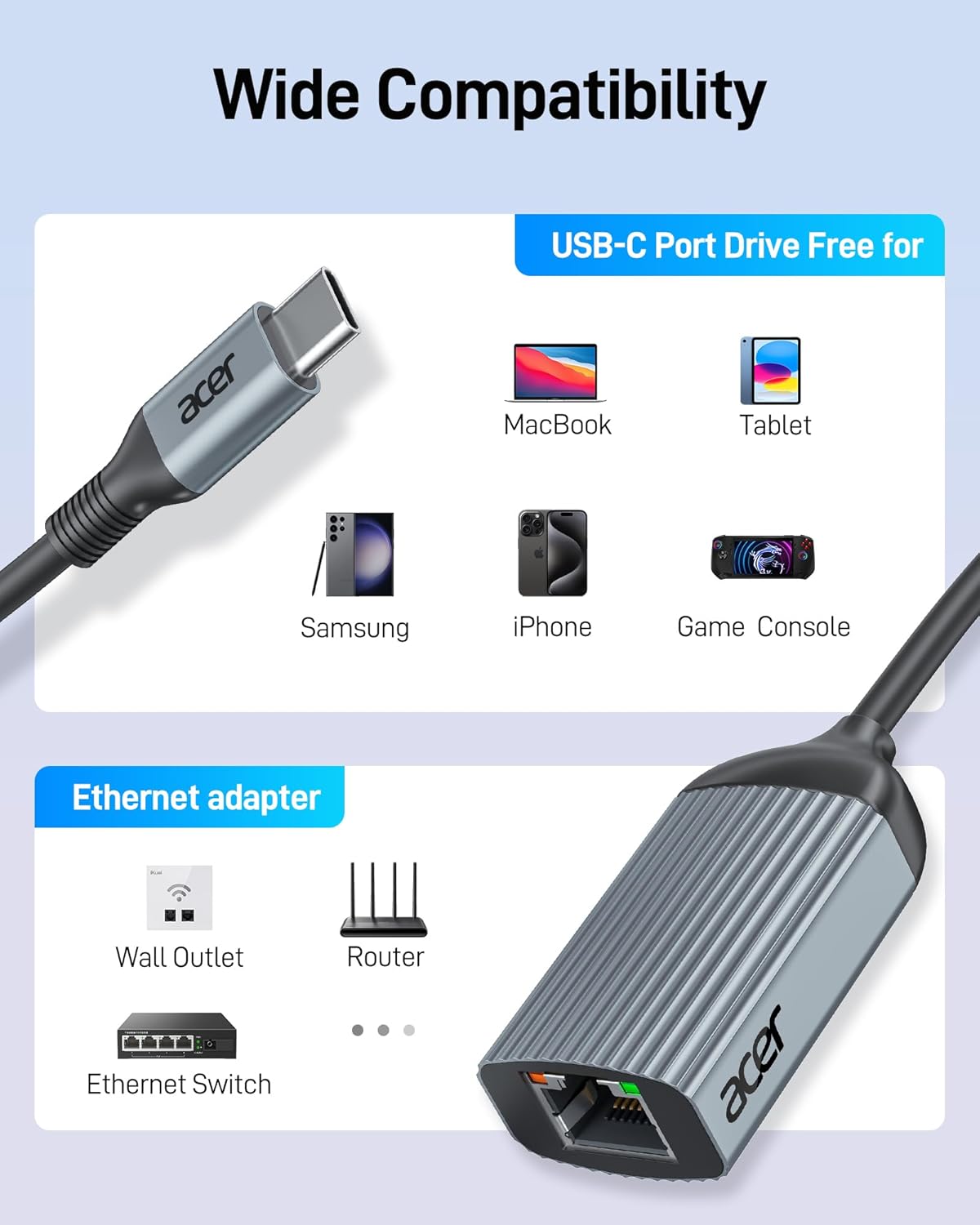 Thumbnail 6 de Acer USB C to Ethernet Adapter 1Gbps 🌐