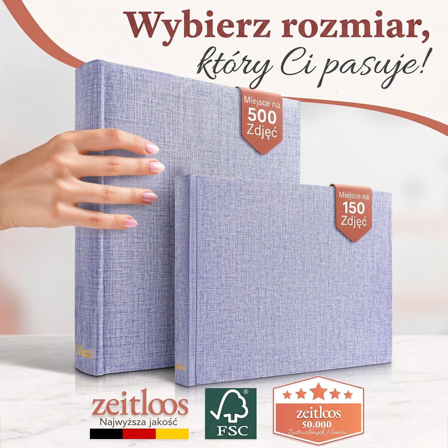Thumbnail 6 de Zeitloos Fotoalbum – album do wklejania, lniana fioletowa okładka, 100 stron