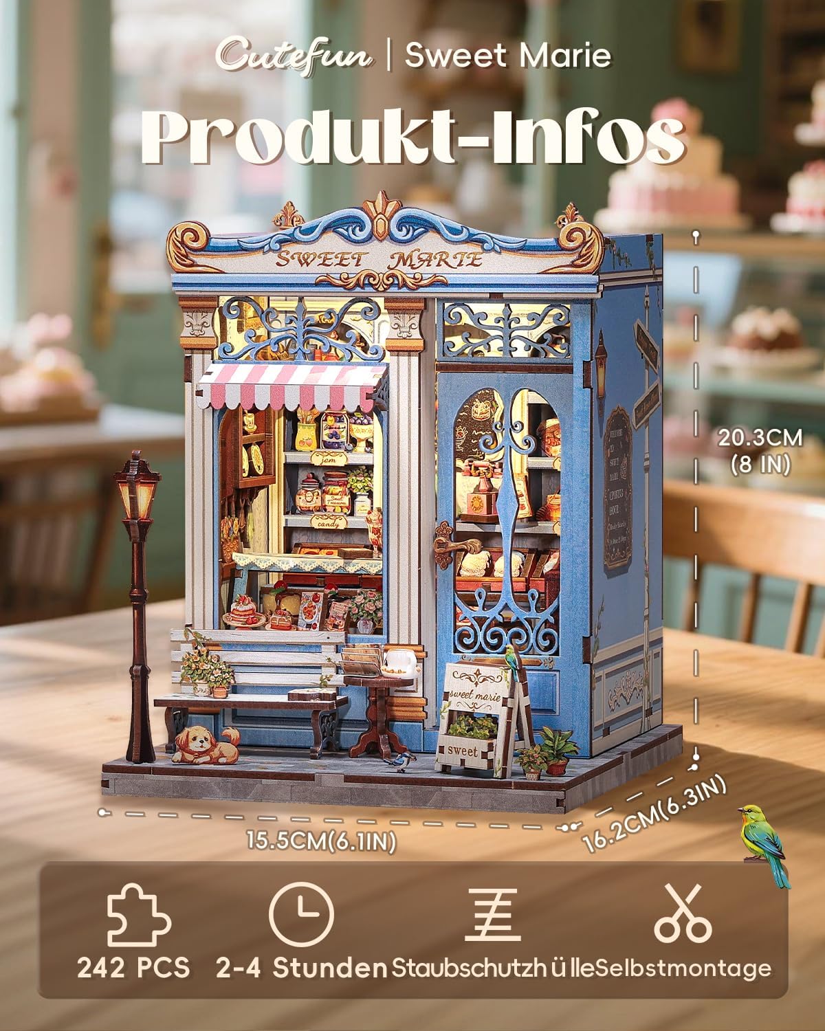 Detalle 1 de Cunfun Book Nook Kit Sweet Marie 242 pezzi