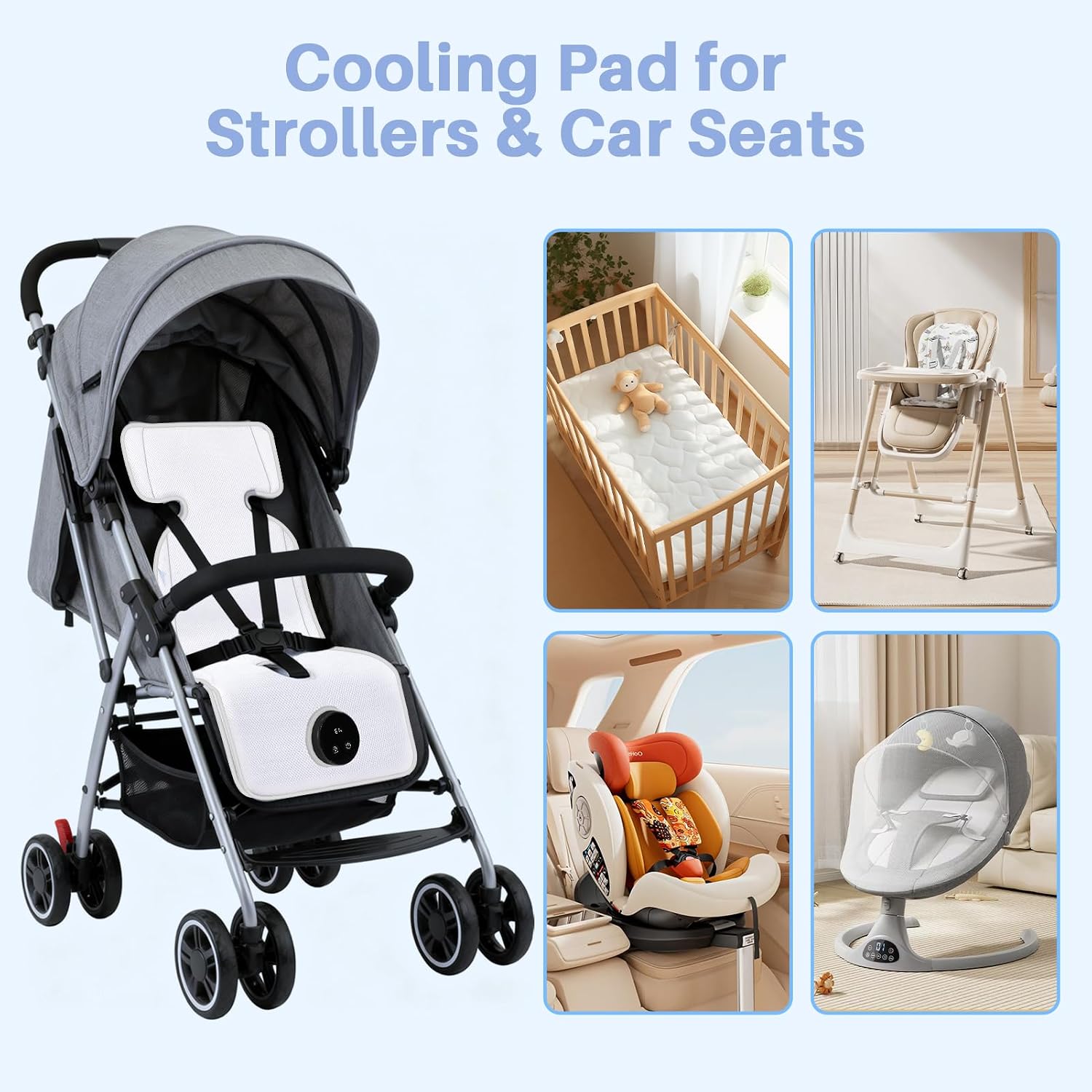 Detalle de Sendowtek Cooling Pad for Baby Pushchair with USB Rechargeable Fan
