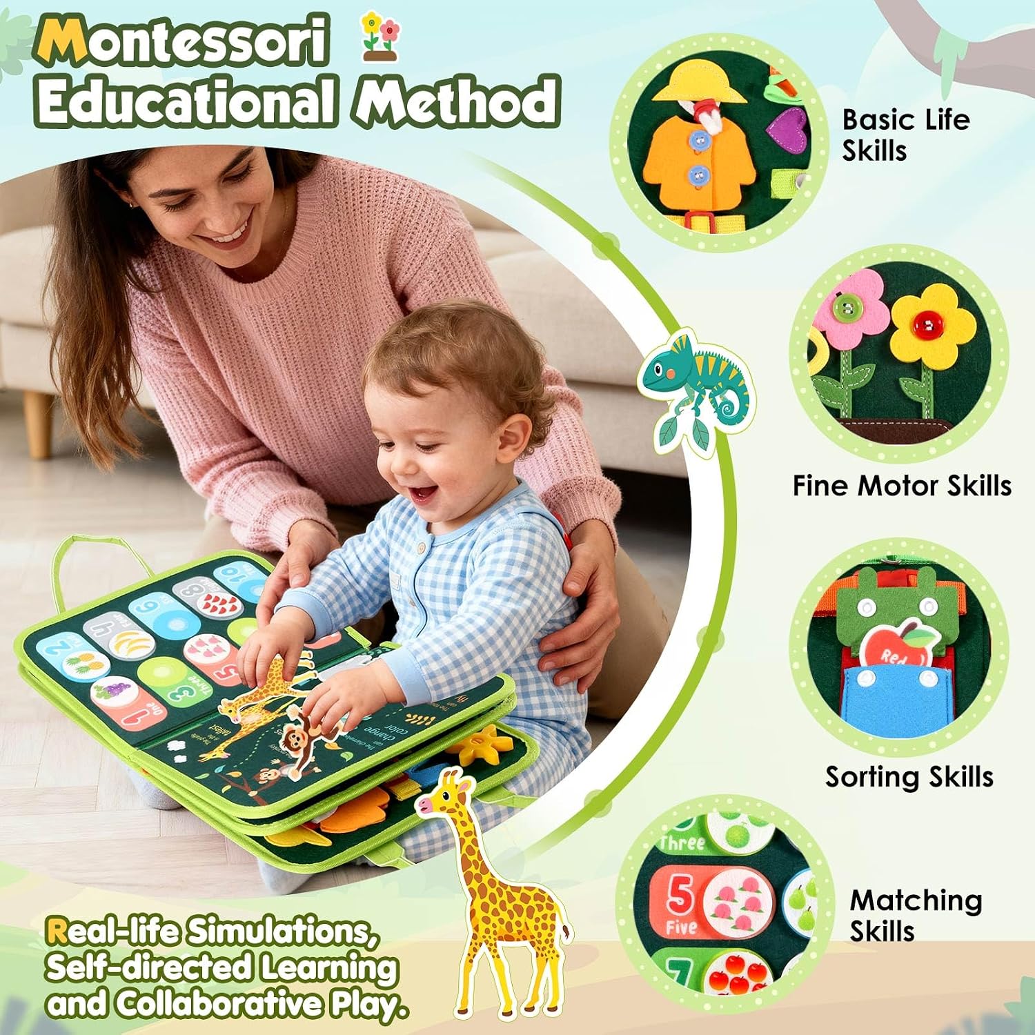 Thumbnail 3 de GOLIYEAN Toddler Busy Board: Montessori-Inspired Learning & Quiet Travel Activity Book