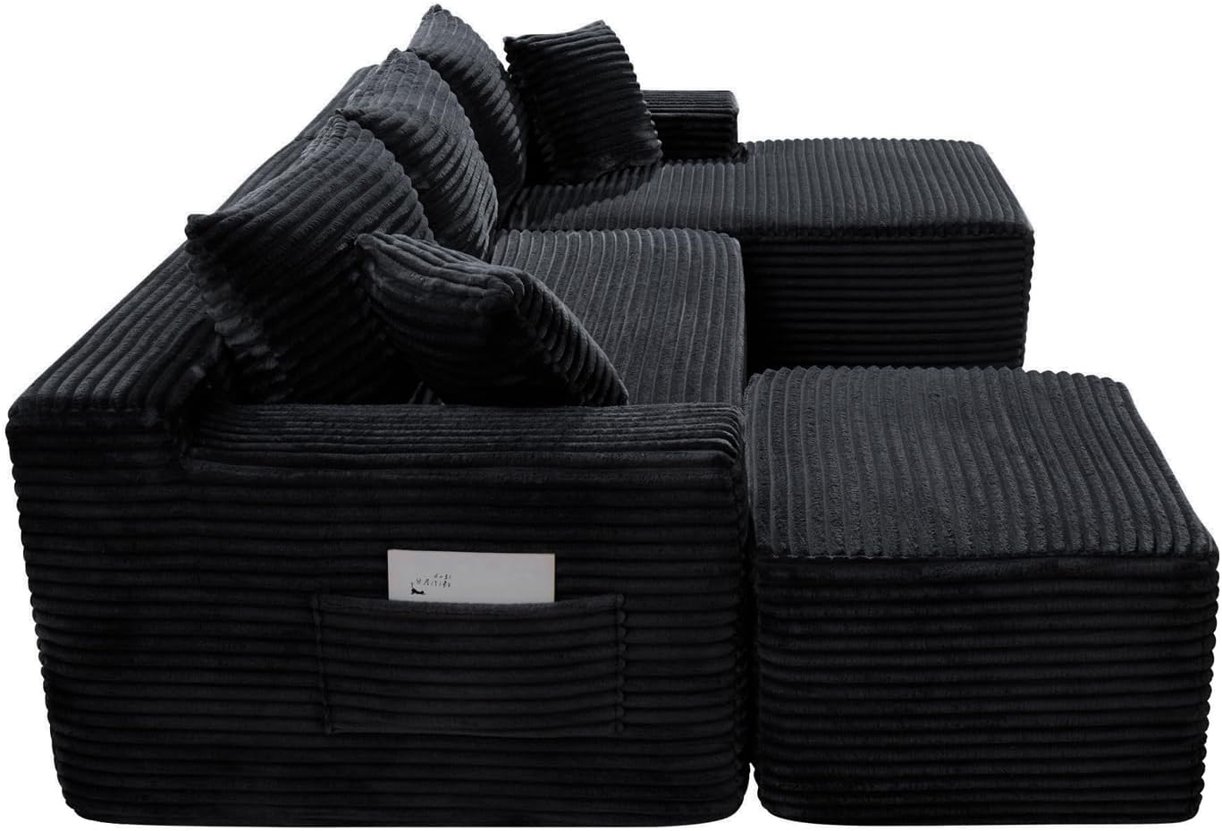 Detalle 2 de Yomsum SF658Black-RU 96-Inch Modular Corduroy Sectional Sofa with Deep Seat