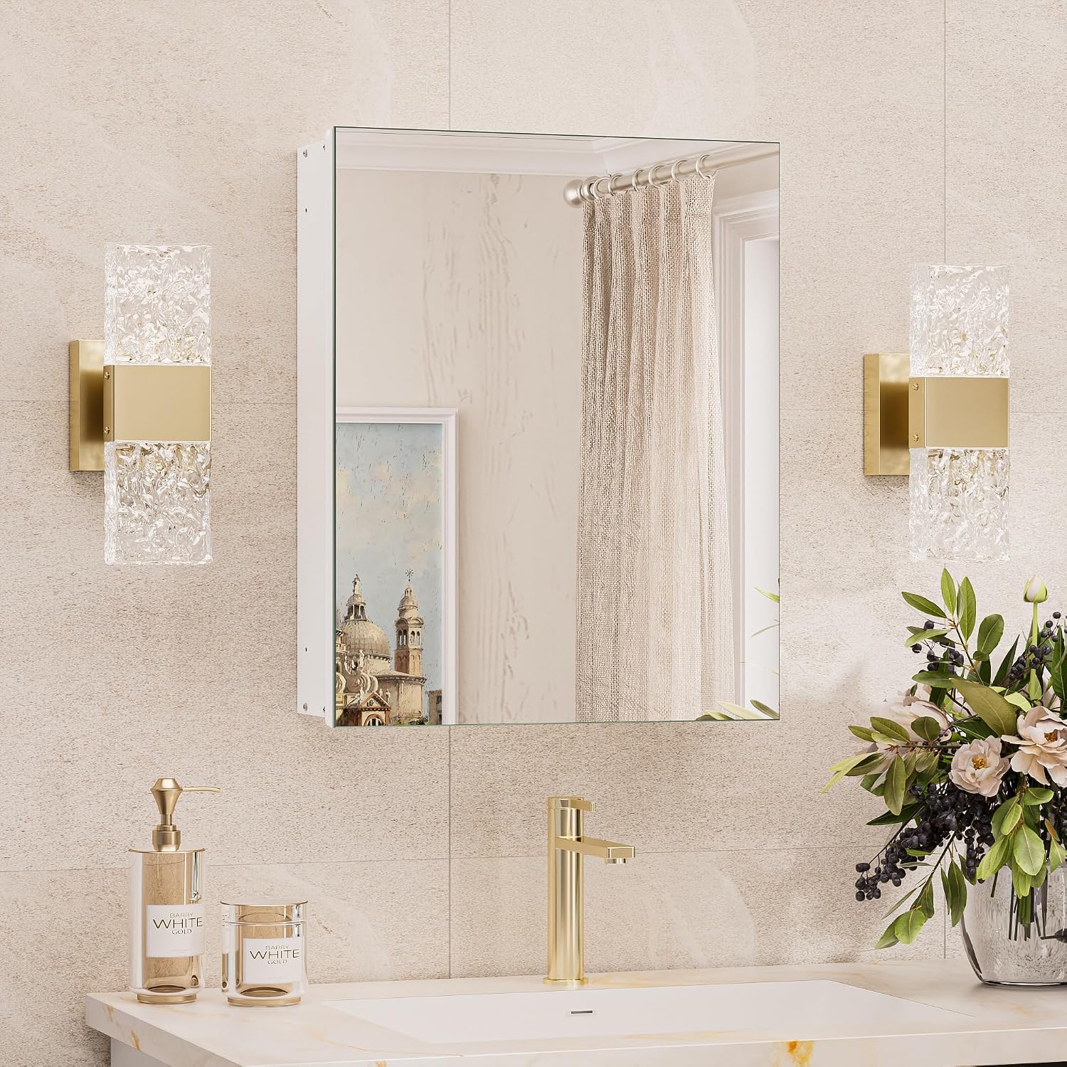 Detalle de TokeShimi 16x20 Recessed Medicine Cabinet with Mirror