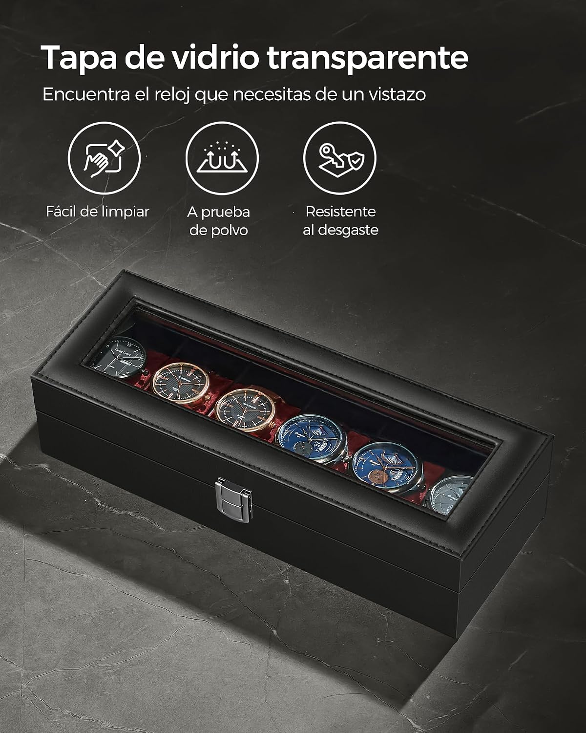 Detalle 2 de SONGMICS JWB006R01 caja para 6 relojes
