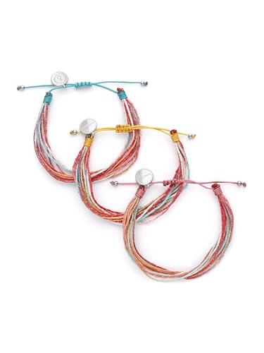 Detalle de SINGULARU Pack de 3 Pulseras Rainbow Spark – Acero y Cordón para Mujer