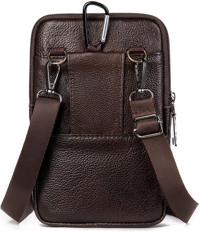 Detalle de Herren Handy Gürteltasche mit Gürtelclip – Leder Crossbody/Brusttasche mit viel Stauraum