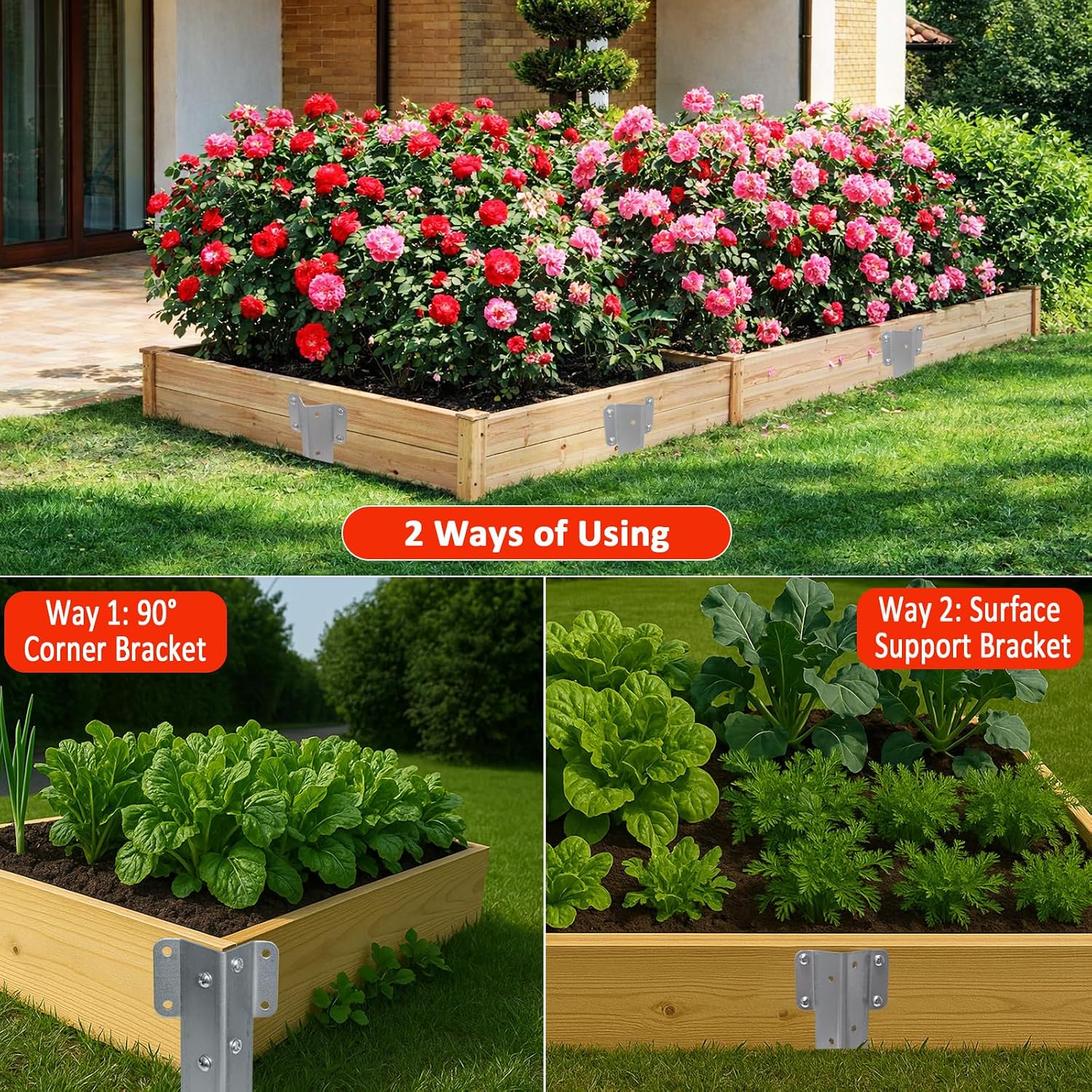 Detalle de Hzxy Railway Sleeper Brackets – 10-pack heavy-duty galvanised serrated metal stakes with screws