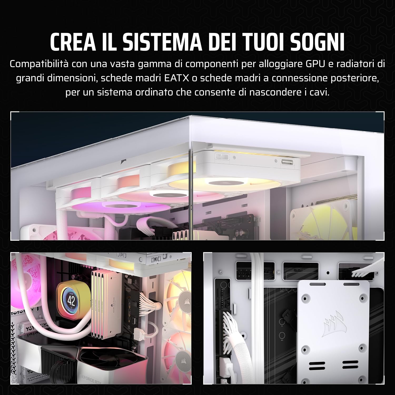 Detalle 2 de Corsair 3500X Mid‑Tower ATX con vetro panoramico