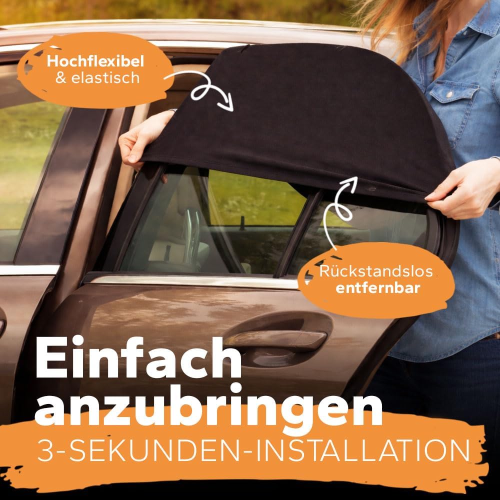 Detalle de Sonnenschutz Auto Baby GSM105+ Nylon – zertifizierter UPF+ UV-Schutz fürs Seitenfenster