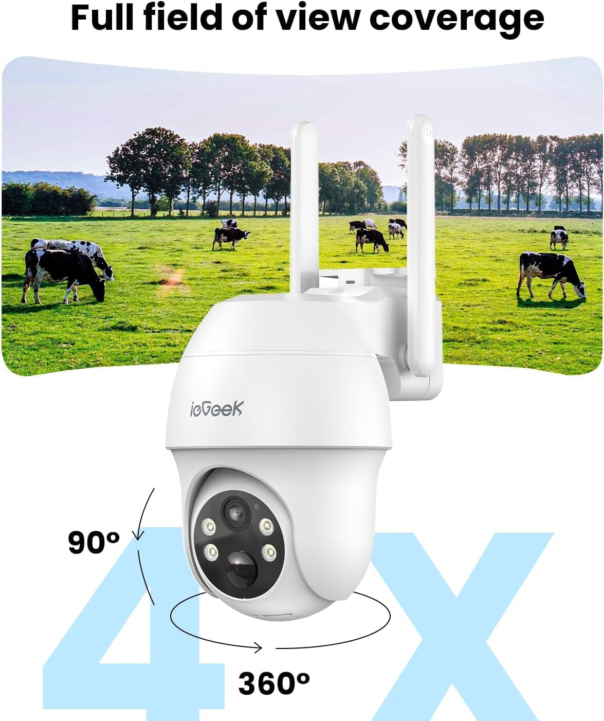 Detalle 2 de ieGeek 4G LTE Cellular Solar Security Camera Outdoor – 2K, No WiFi, Solar Powered with SIM Card