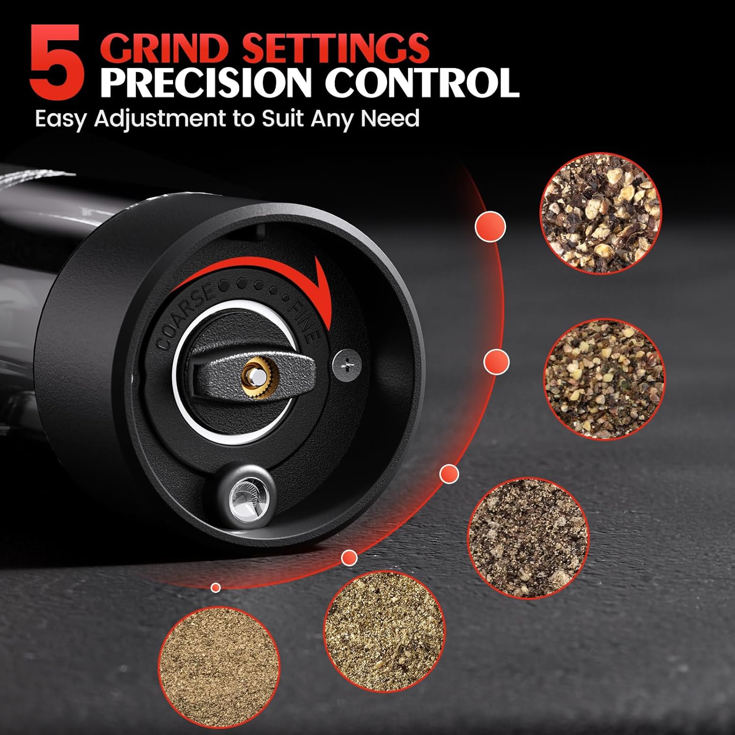Detalle 2 de Electric Salt and Pepper Grinder Set 2-Pack ⚖