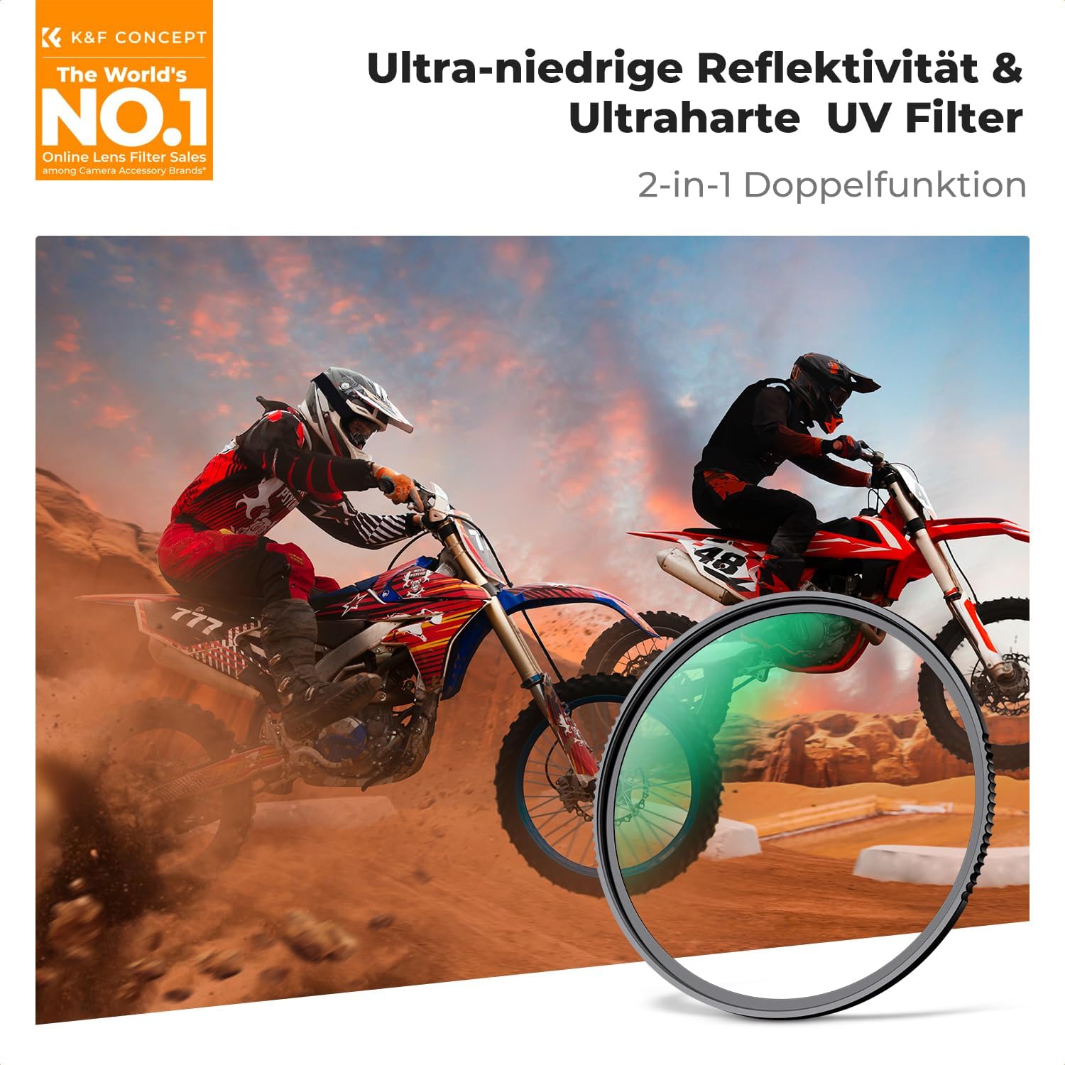 Thumbnail 1 de K&F CONCEPT UV-Filter 72 mm – Nano-Xcel 2-in-1 Schutzfilter mit Ultra-niedriger Reflexion