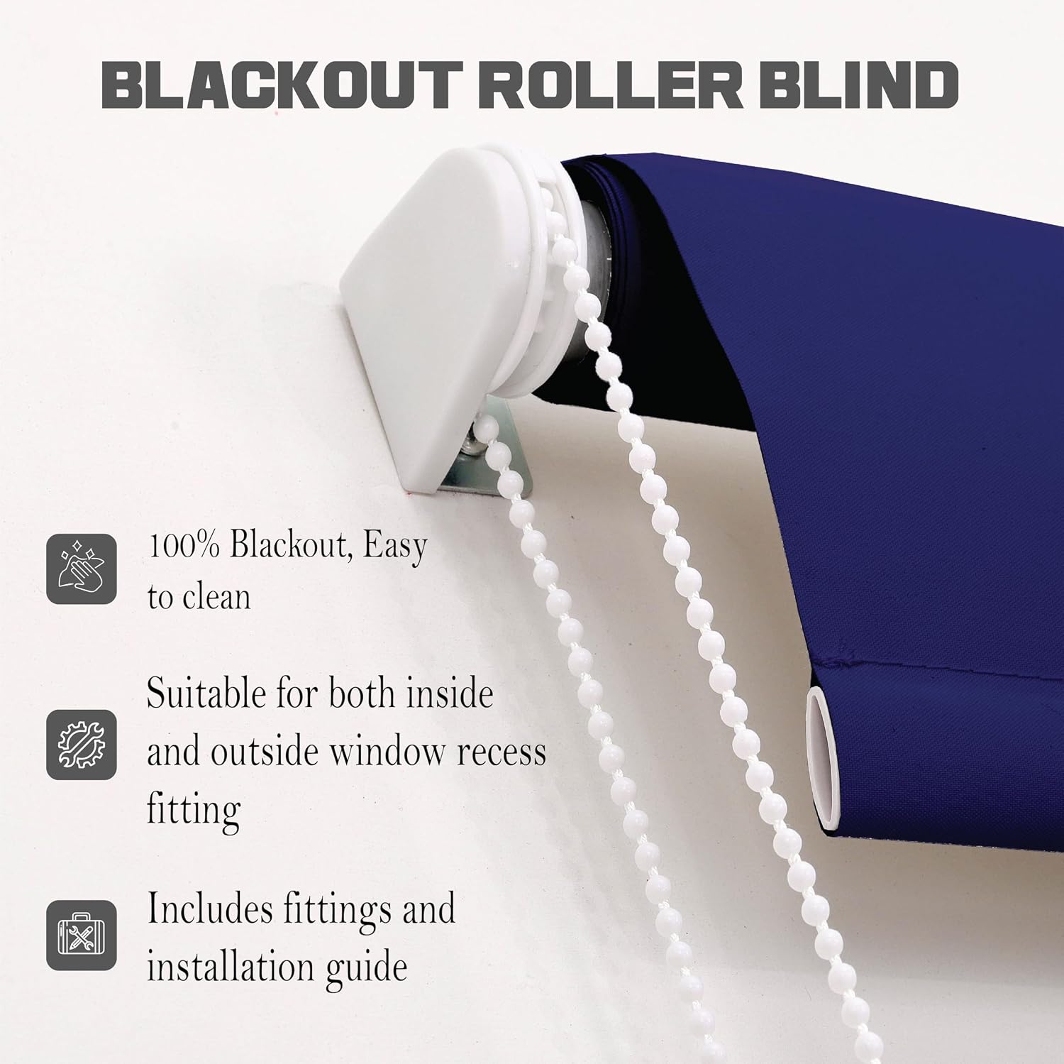 Thumbnail 6 de FUNKY GADGETS Blackout Roller Blinds, Navy (90cm Wide x 165cm Drop)