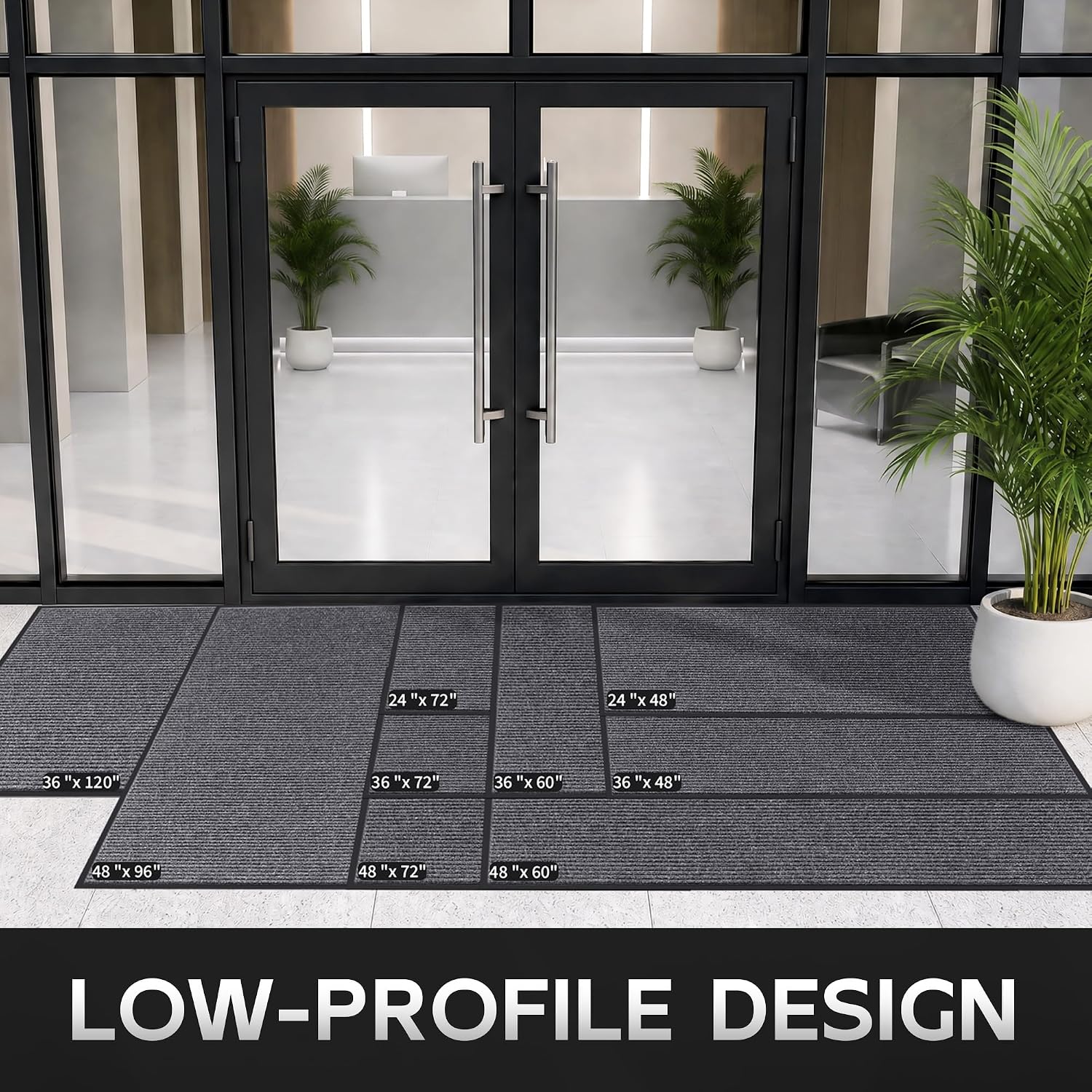 Detalle de Cybstrax 3' x 5' Commercial Door Mat, Waterproof Polyester and Rubber, Low-Profile