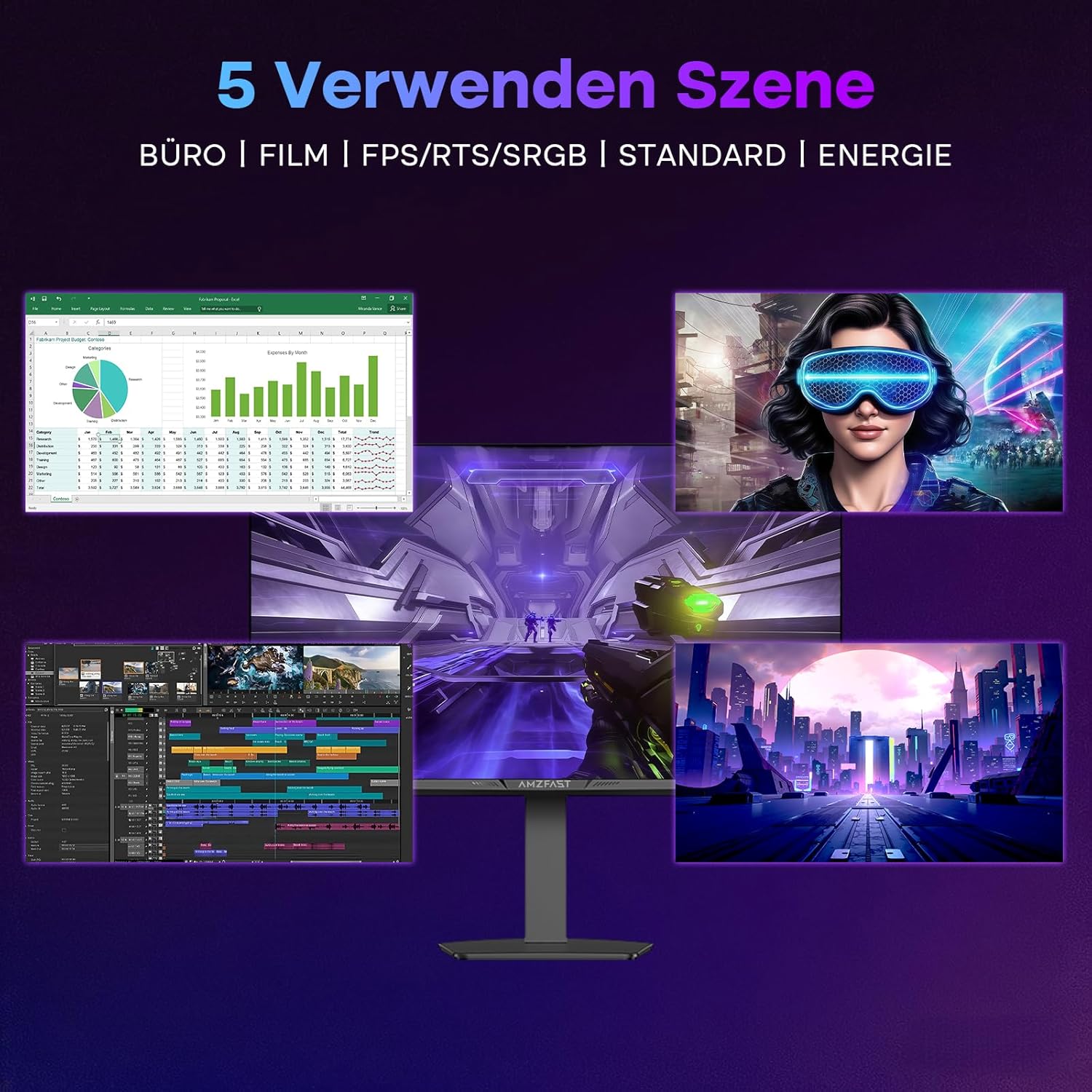 Thumbnail 4 de Amzfast 27 Zoll 4K Dual Modus Gaming Monitor (AMZG27F6U) – Geschwindigkeit trifft Vielseitigkeit