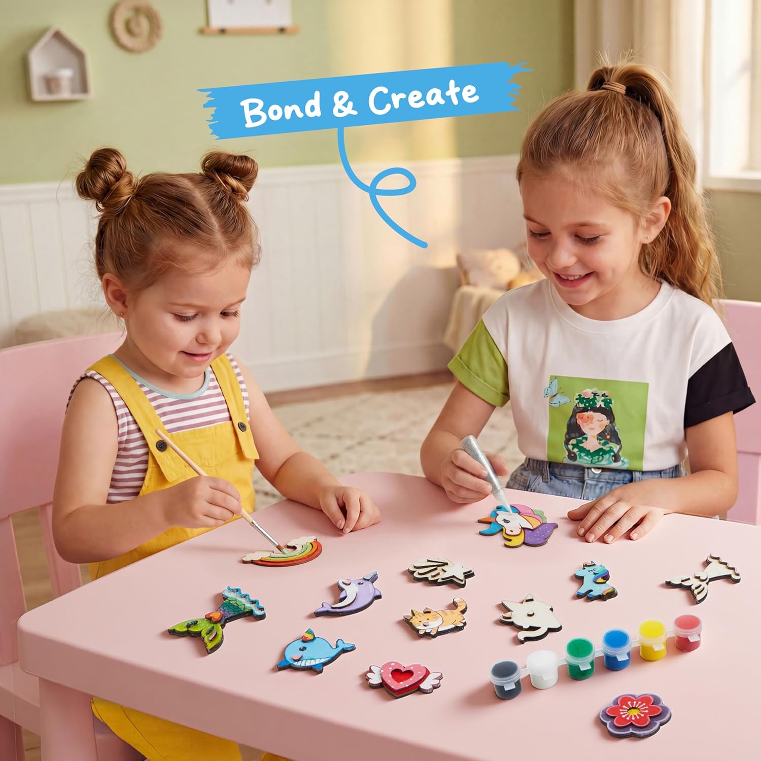 Thumbnail 5 de JOYIN 12PCS Wooden Magnets DIY Painting Kit (fantasy craft set for kids 3+)