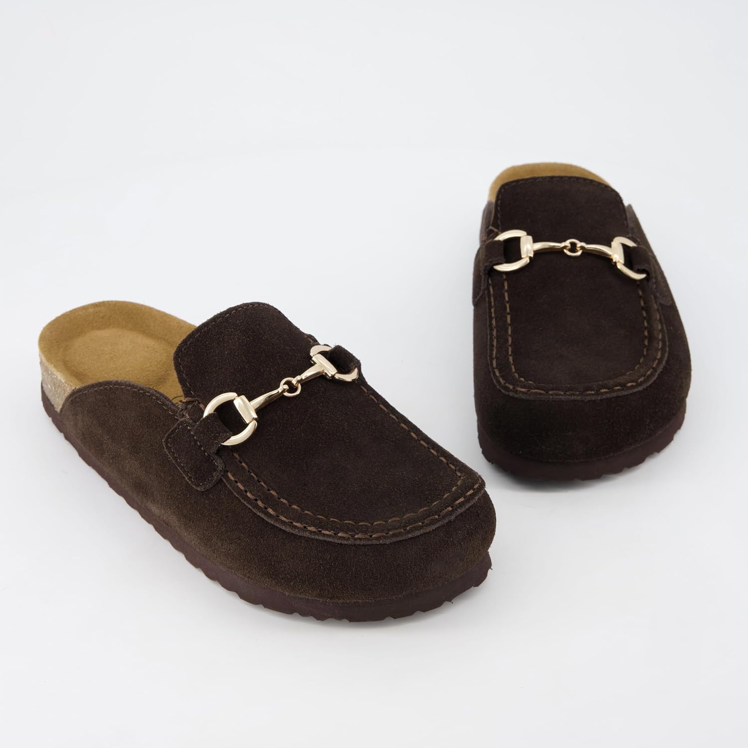 Detalle 1 de CUSHIONAIRE Cliff Suede Clog Mules for Women with Cork Footbed