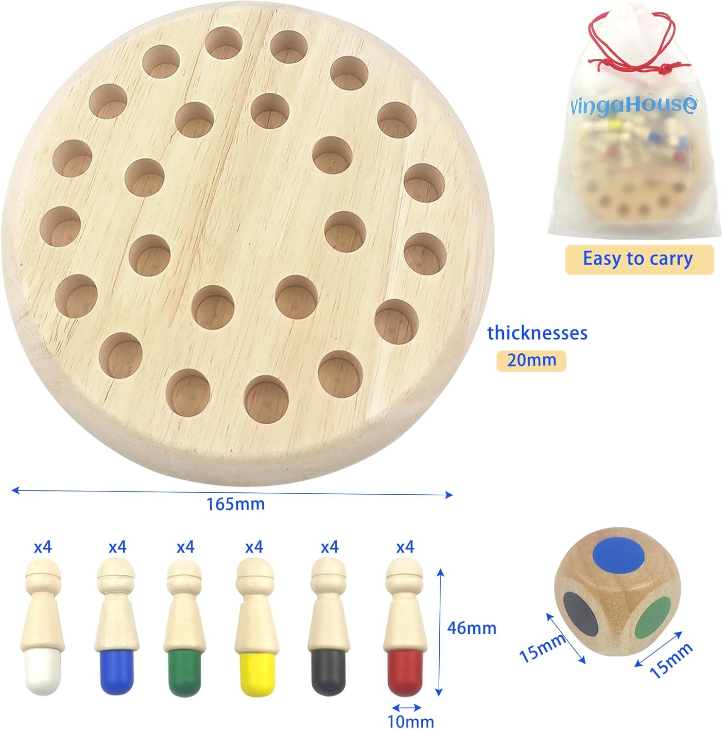 Thumbnail 2 de Vingahouse Wooden Chess Memory Match Stick Game with Storage Bag