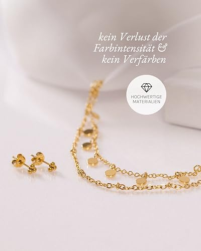 Detalle 1 de Purelei doppelreihige Halskette mit Kügelchen und Coin-Anhängern