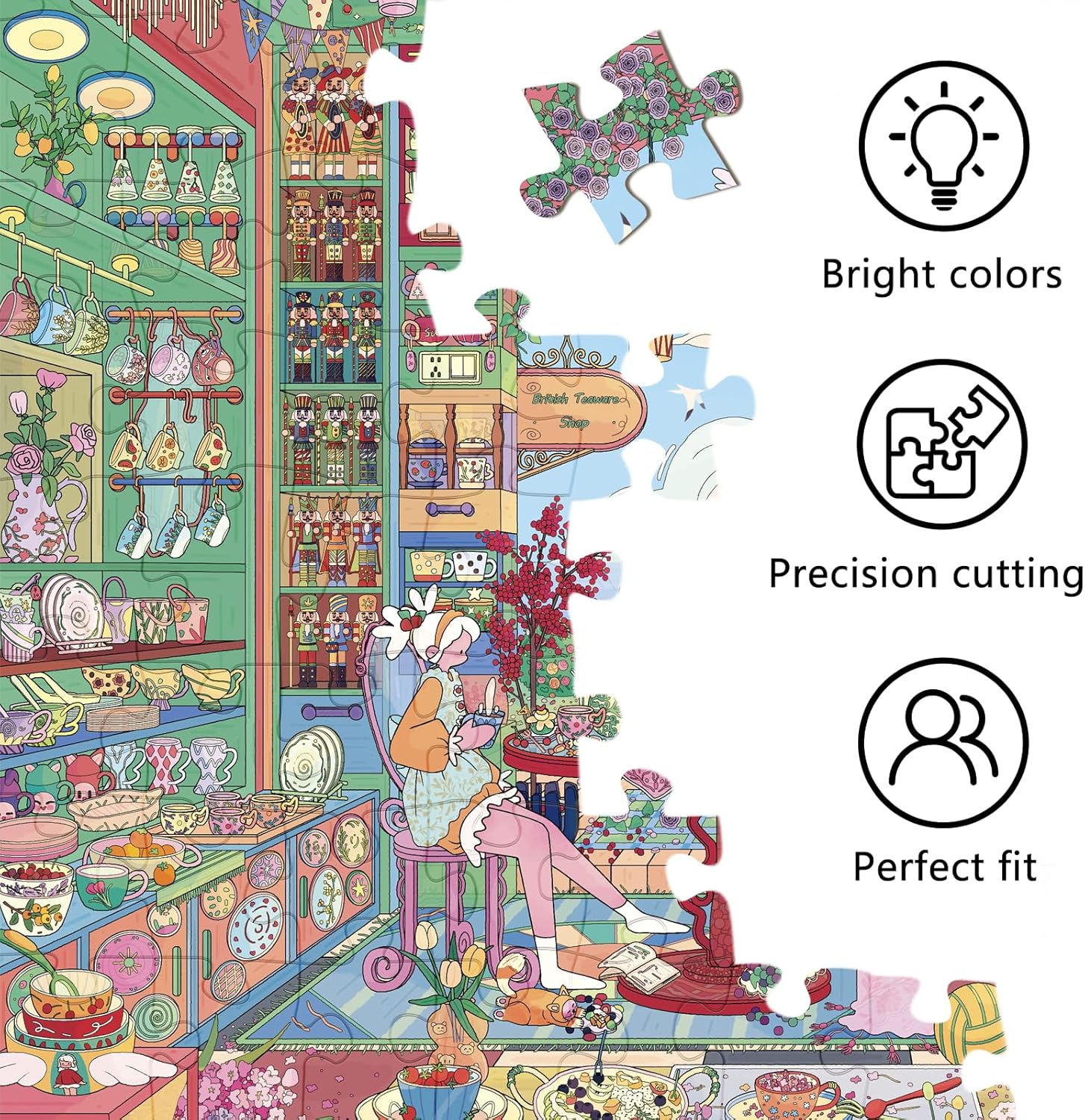 Thumbnail 6 de HUADADA 1000-Piece Jigsaw Puzzle: Whimsical Garden Tea House