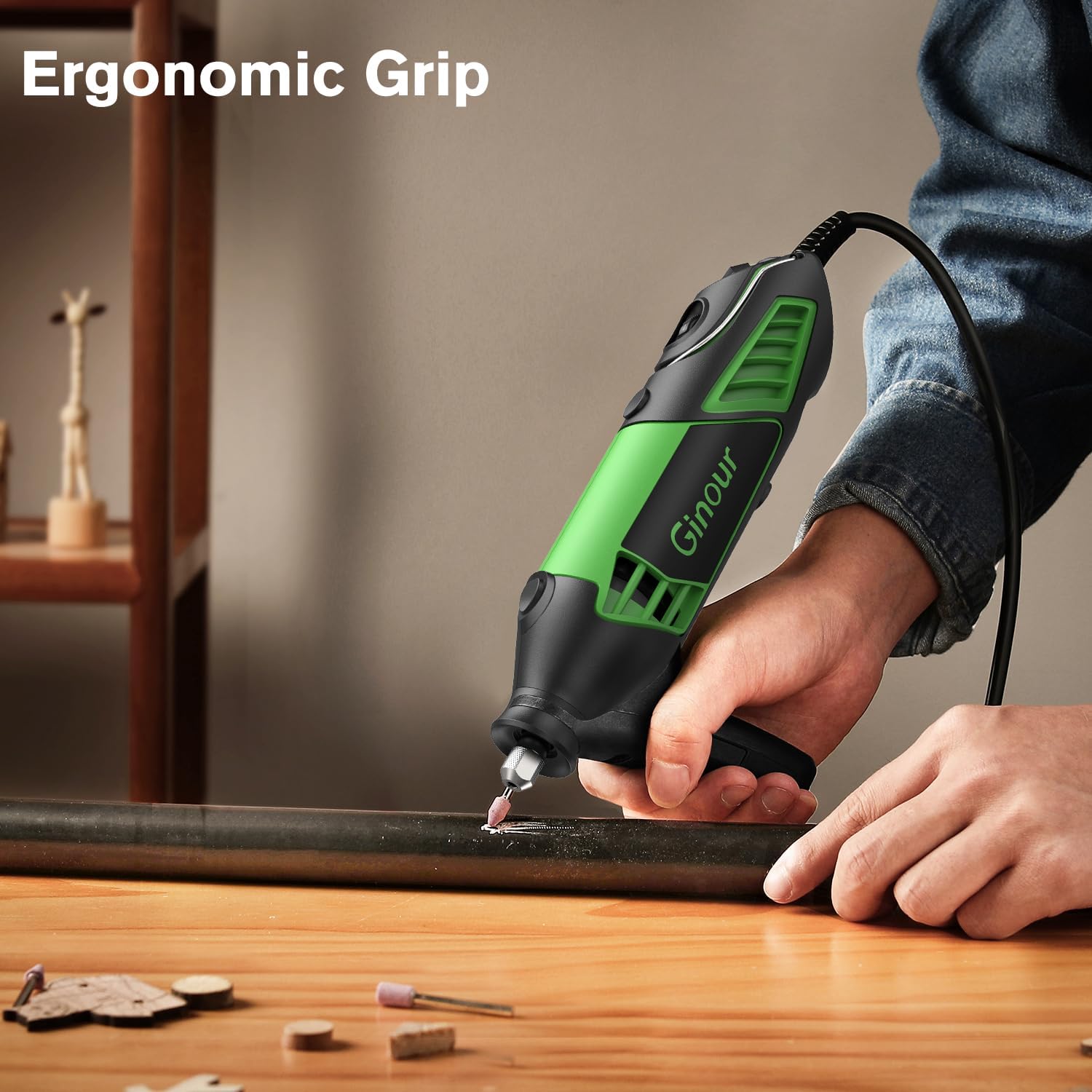 Thumbnail 6 de Ginour Rotary Tool Kit 200W (6 Variable Speeds 8000–35000RPM) with Keyless Chuck & Flex Shaft — 135 Accessories