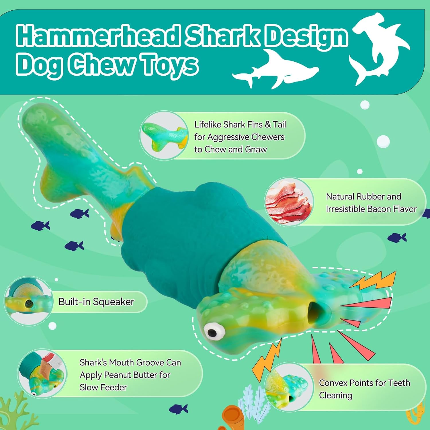 Thumbnail 3 de BIKIISEN Hammerhead Shark Chew Toy 21.5 cm