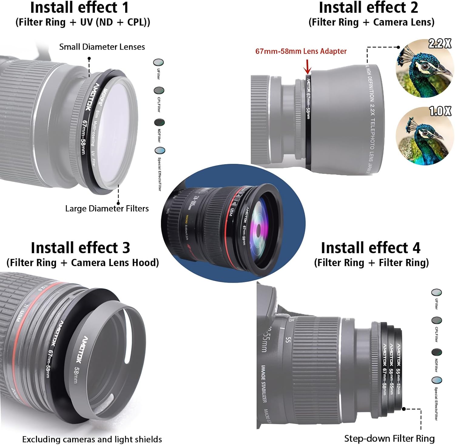 Detalle 2 de AMOTOK 67mm to 58mm lens adapter ring