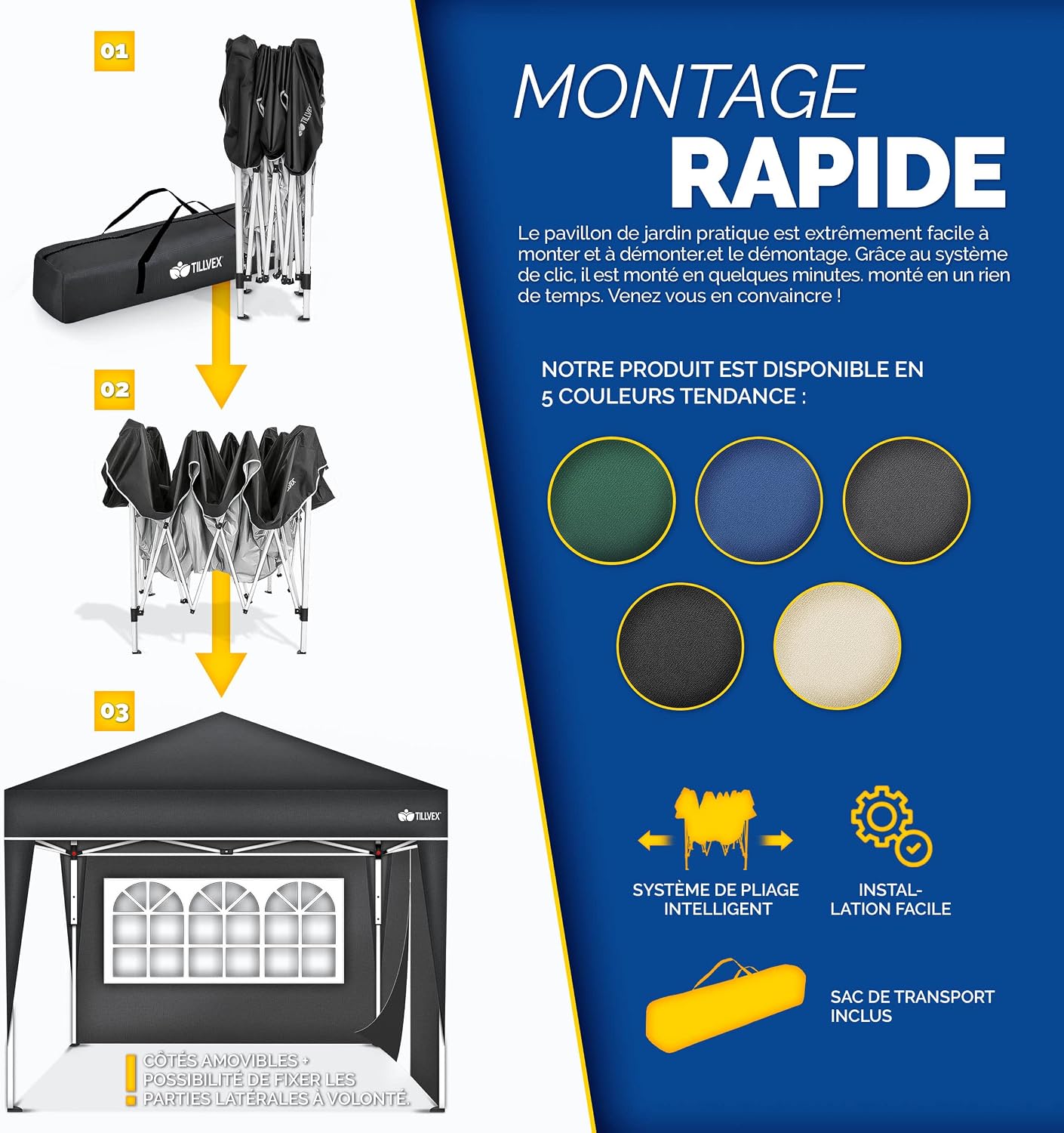 Detalle 2 de tillvex Tonnelle de Jardin 3 x 3 m đ