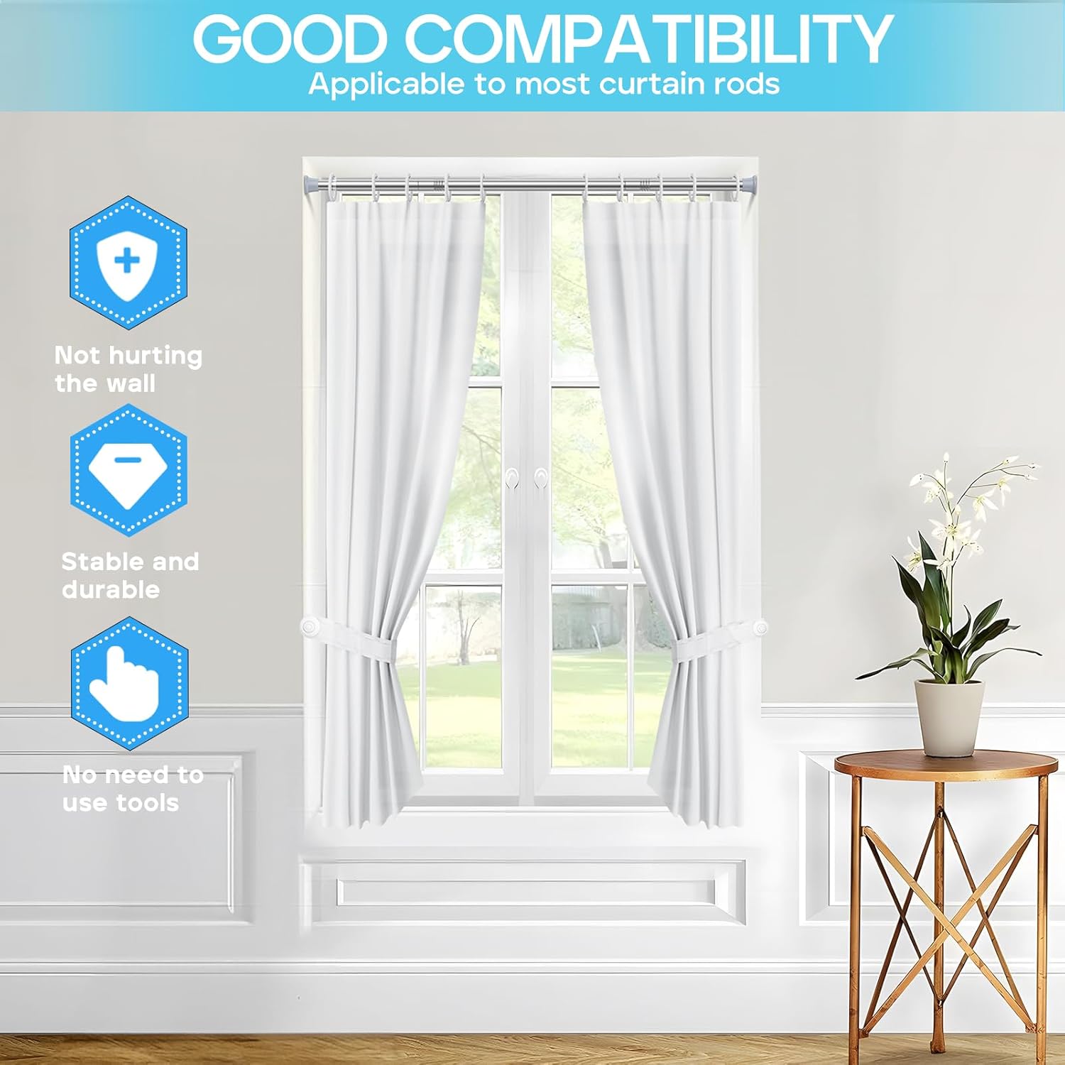 Detalle 2 de Zipglo Small Tension Rod 39-98 cm — Adjustable No-Drill Curtain Pole
