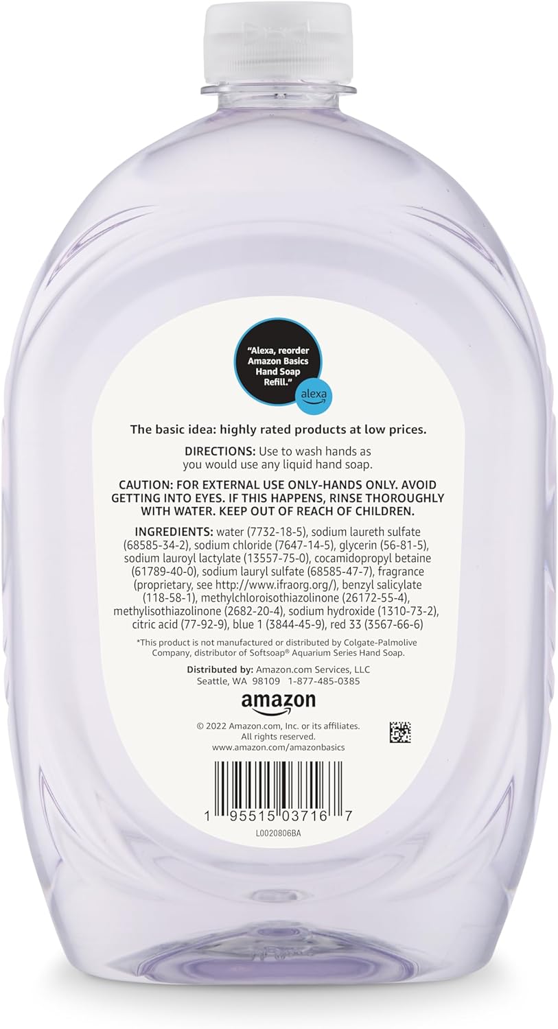 Detalle de Amazon Basics Gentle & Mild Clear Liquid Hand Soap Refill (Triclosan-Free, pH Balanced), 50 fl oz refill