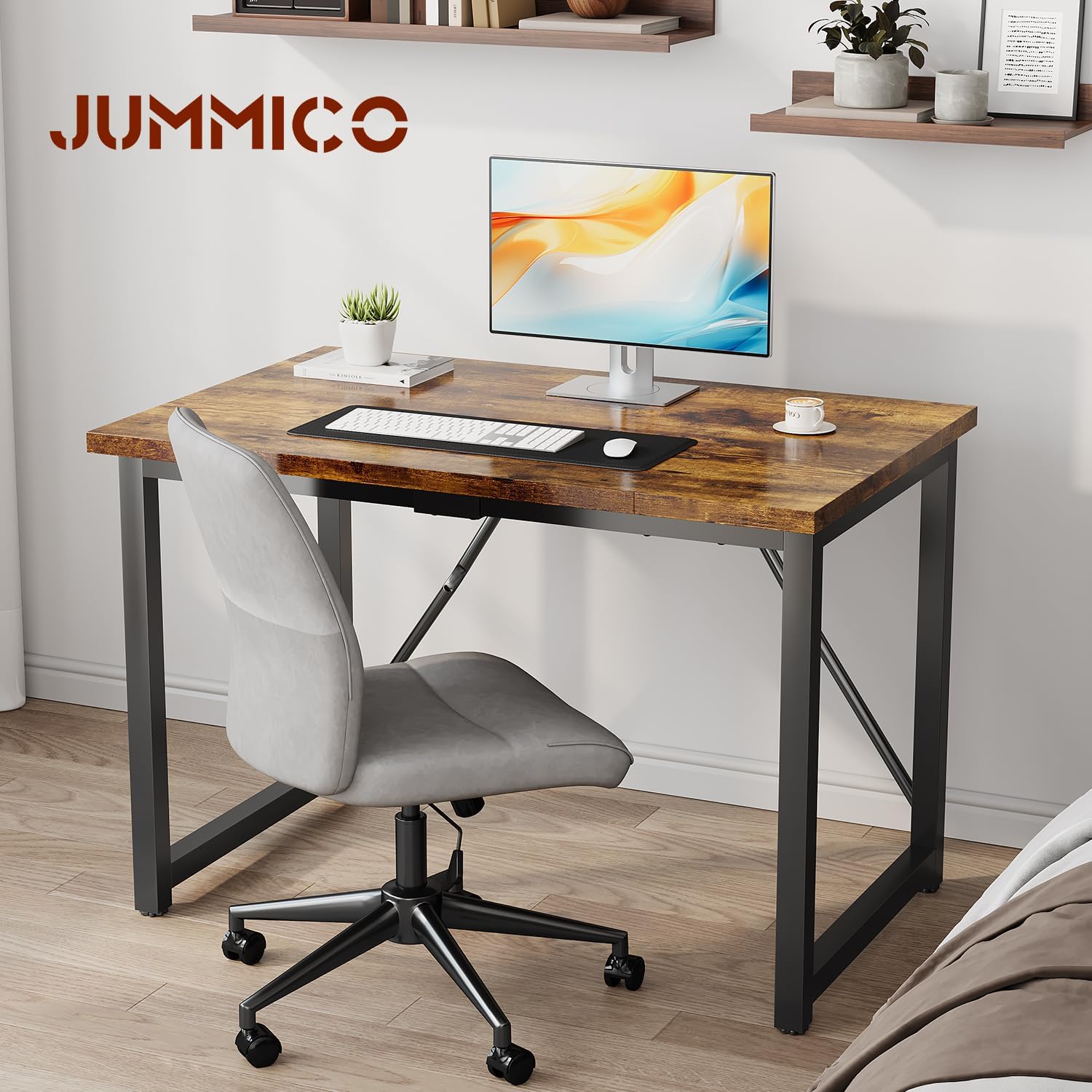 Thumbnail 3 de JUMMICO scrivania piccola 100 x 50 x 75 cm marrone, per casa e ufficio