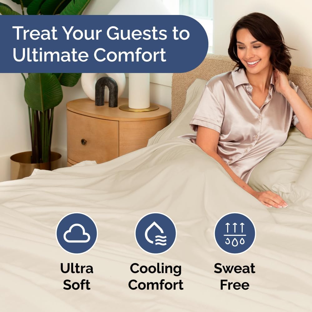 Detalle de CGK Unlimited Twin Size Flat Sheet (Wheat) — Hotel-Quality Ultra-Soft Cooling Bedding, Fade & Wrinkle Free