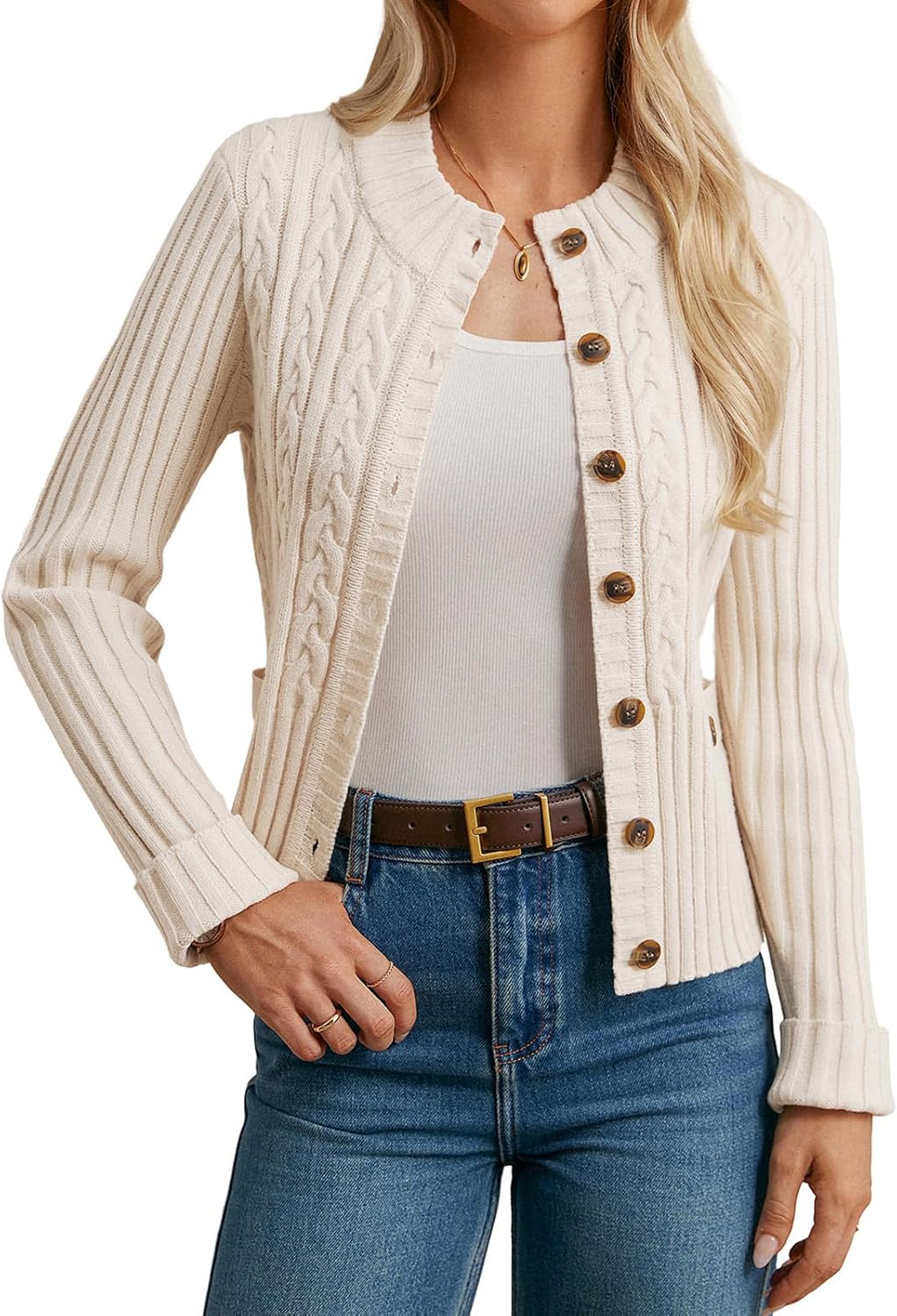 Detalle de GRACE KARIN Cable-Knit Cardigan