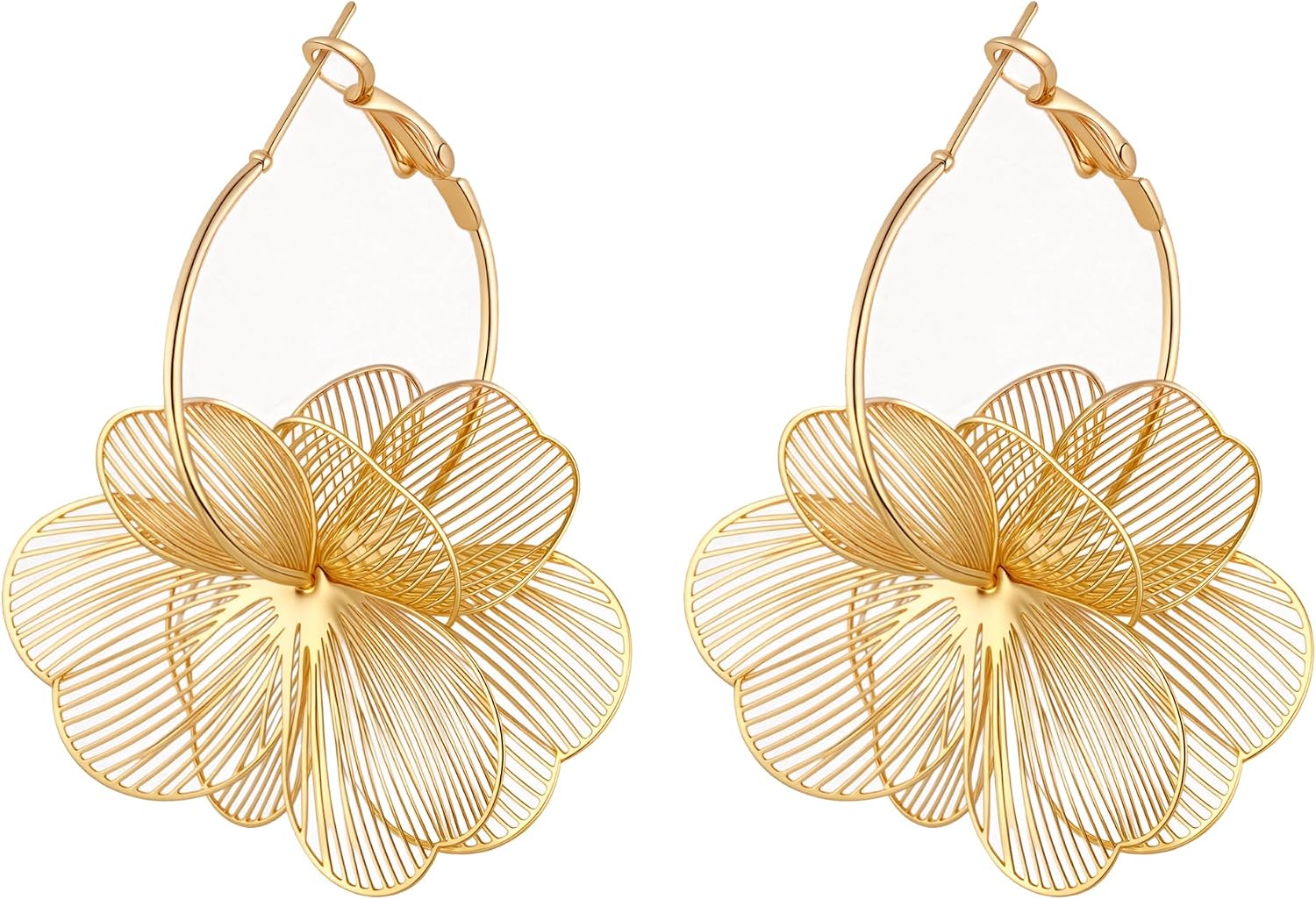 Detalle de GAXAYA Flower Drop Earrings, 2.05 x 1.45 Inches
