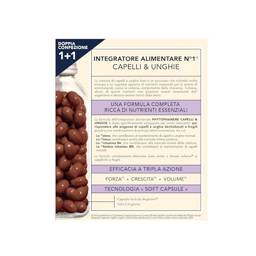 Detalle de Phyto Phytophanere Integratore Alimentare Fortificante per Capelli e Unghie, 180 capsule