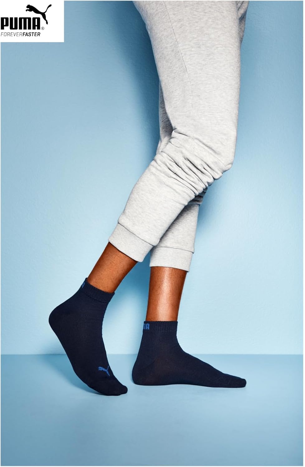 Detalle de Puma Sneakersocken Pacco da 3 Paia, Azzurro/Bianco/Blu Marino – Comfort e Stile Unisex