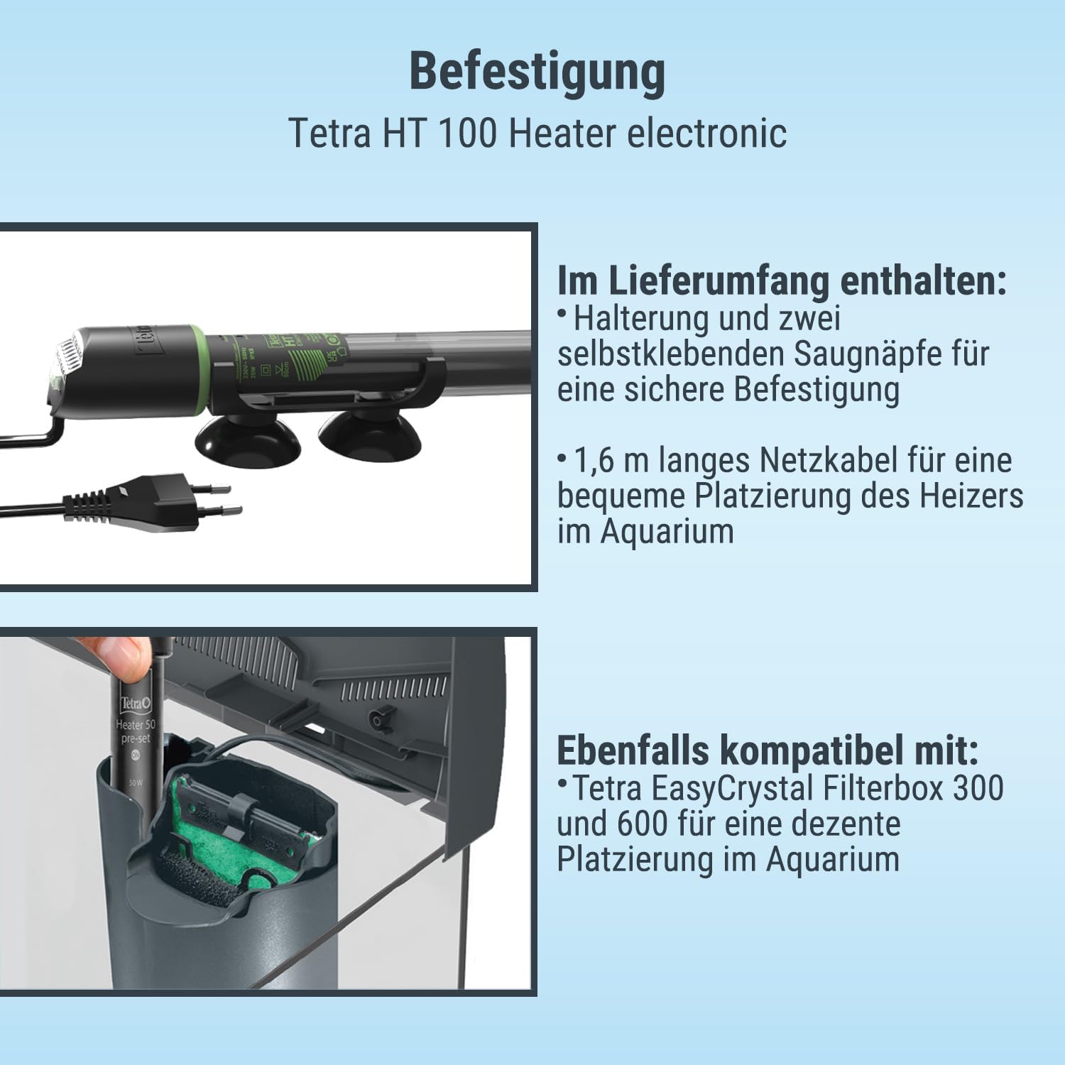 Detalle de Tetra HT 100 Heizer für 100–150 L Aquarien – präziser, voll-elektronischer Heizstab