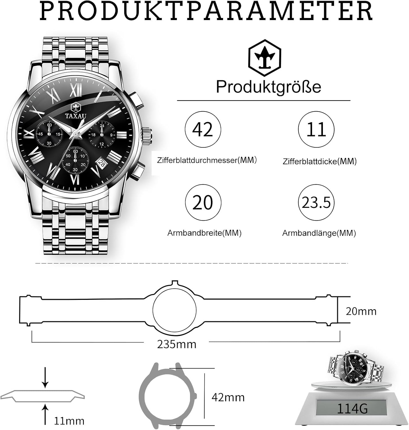 Detalle 2 de Taxau Multifunktionsuhr 42 mm Chronograph