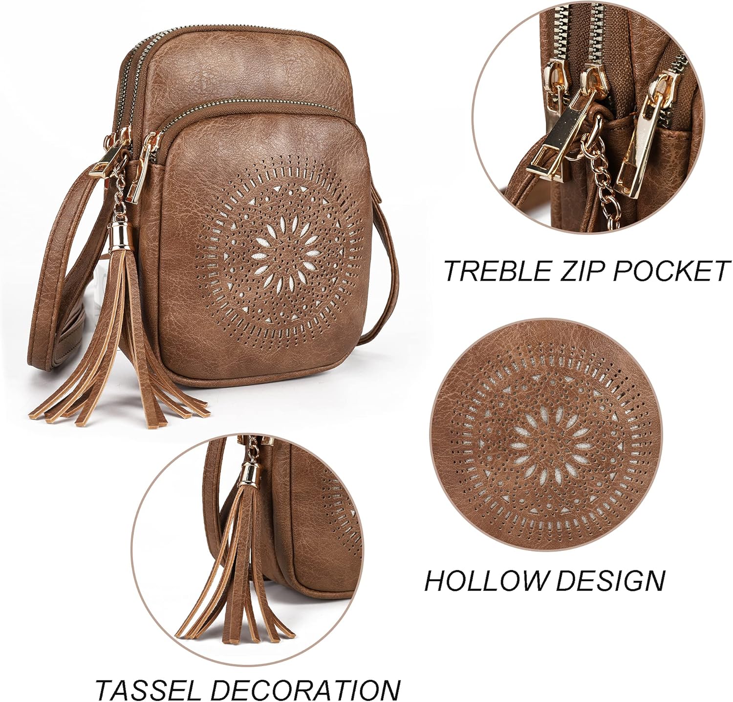 Thumbnail 3 de GLITZALL Small Crossbody Phone Bag in PU faux leather with tassel detail