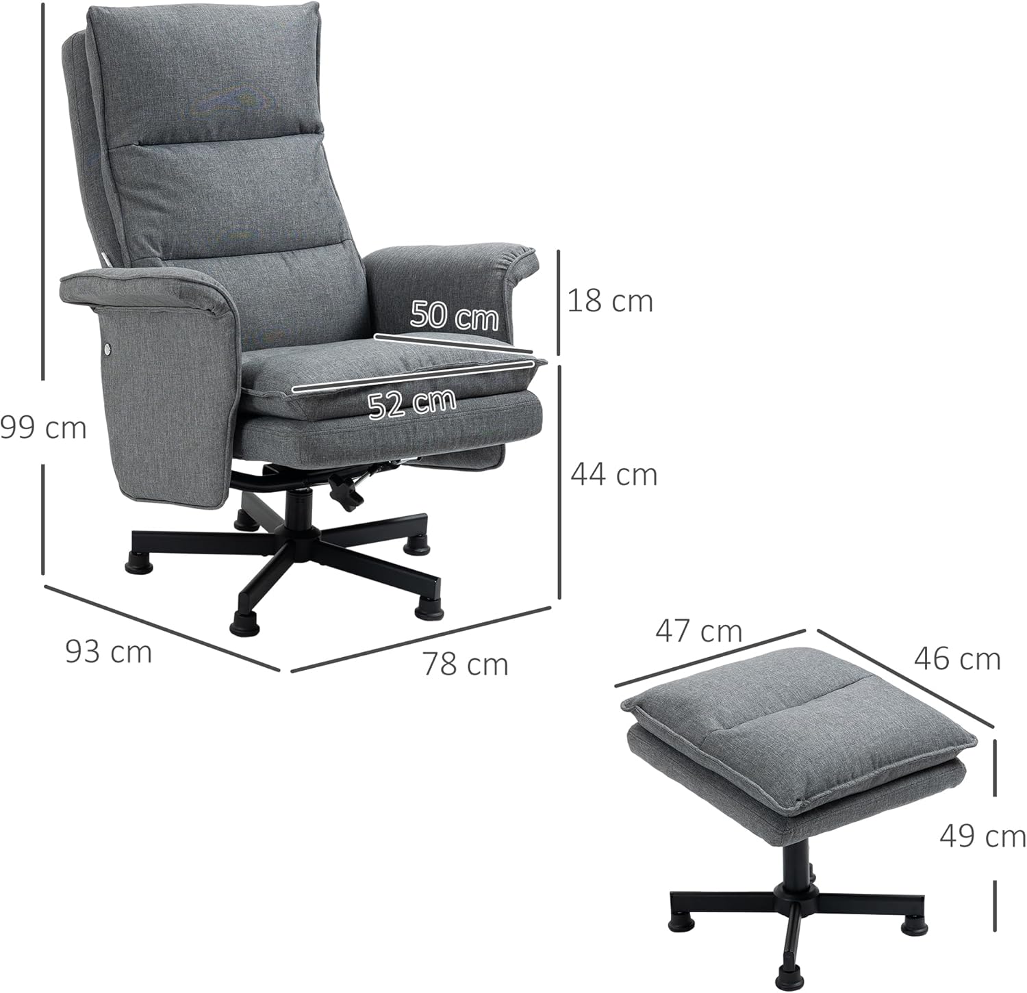 Thumbnail 2 de HOMCOM Fauteuil massant Gris 78x93x99 cm