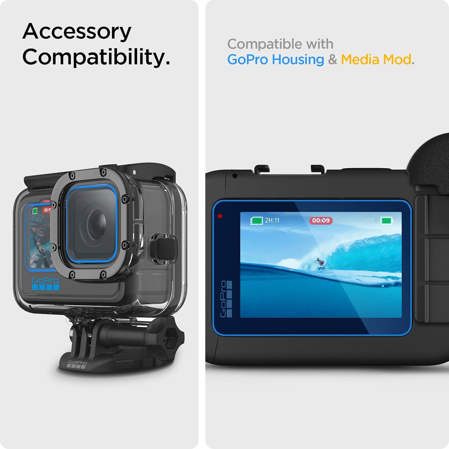 Detalle de Kit Spigen verre trempé pour écran et protection caméra compatible GoPro Hero 12/11/10/9 Black (6 pièces)