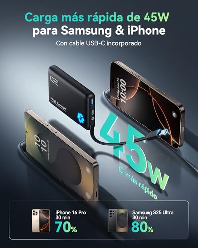 Detalle de INIU 45W Power Bank 10000mAh ⚡ Carga Rápida USB-C