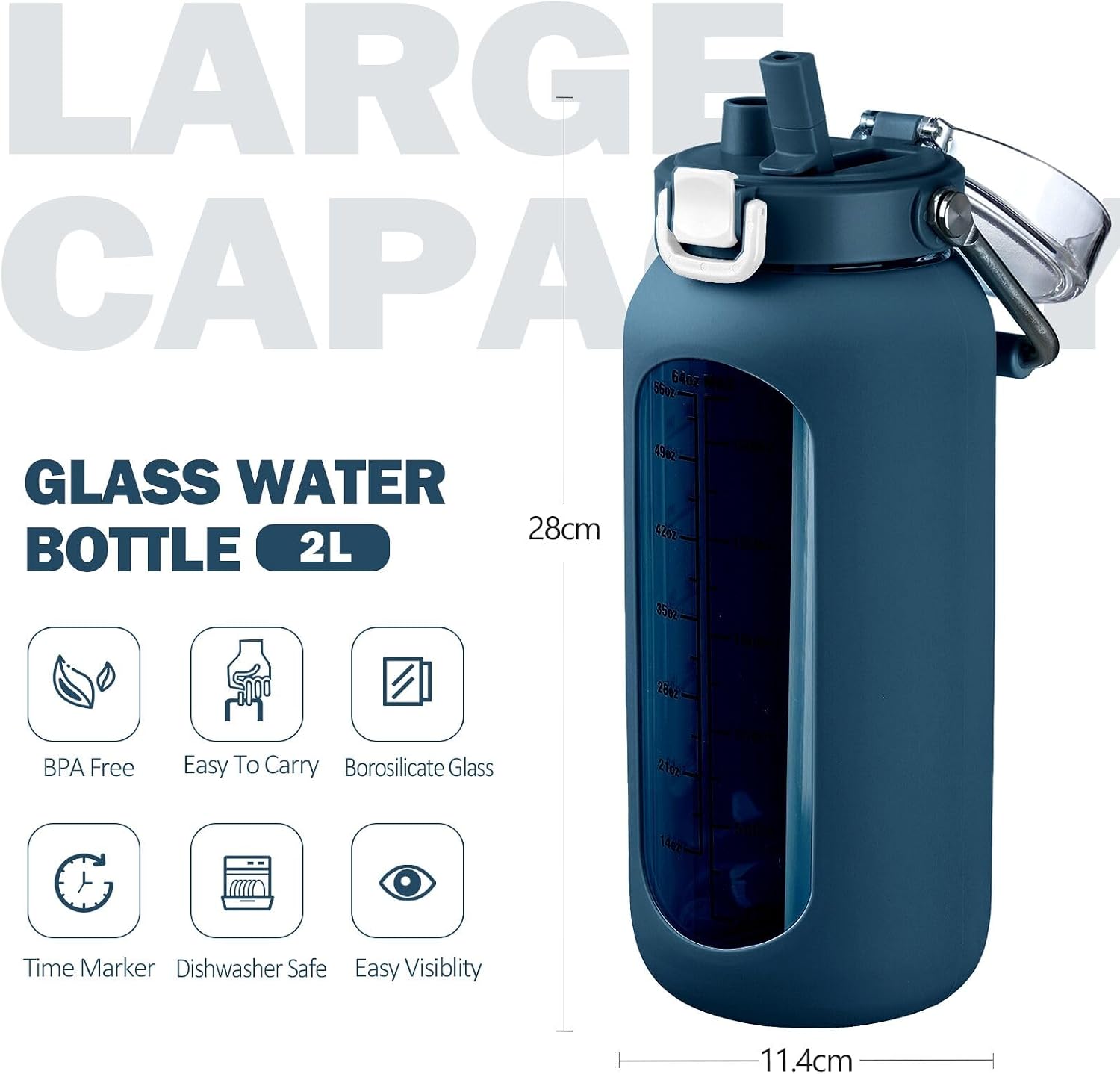 Thumbnail 4 de BLUEGO 2000ml Gourde en Verre 2L