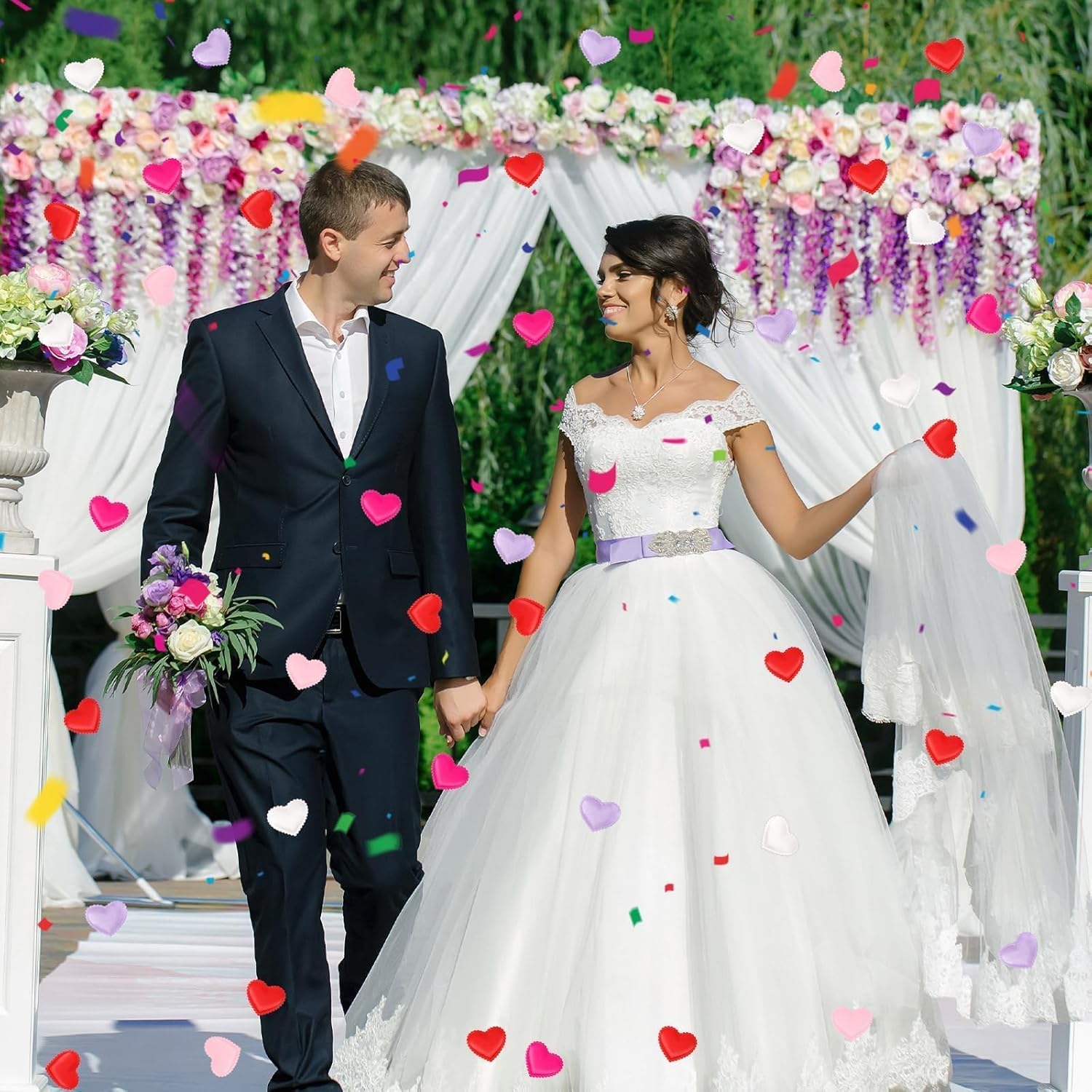 Thumbnail 6 de JUNEBRUSHS 300 Pcs Heart Confetti – 3D Satin Love Hearts for Valentine's, Wedding & More