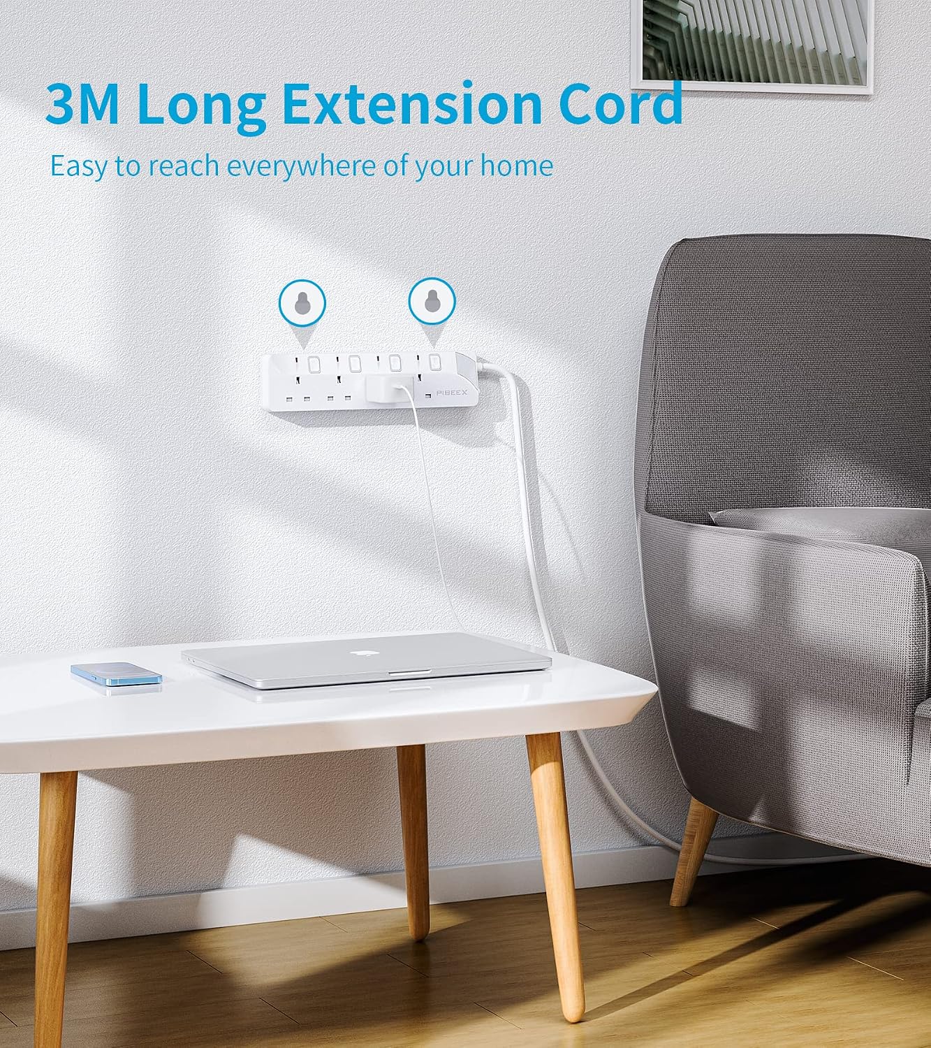 Detalle 2 de PIBEEX Extension Lead 4 Way, 3 m cord